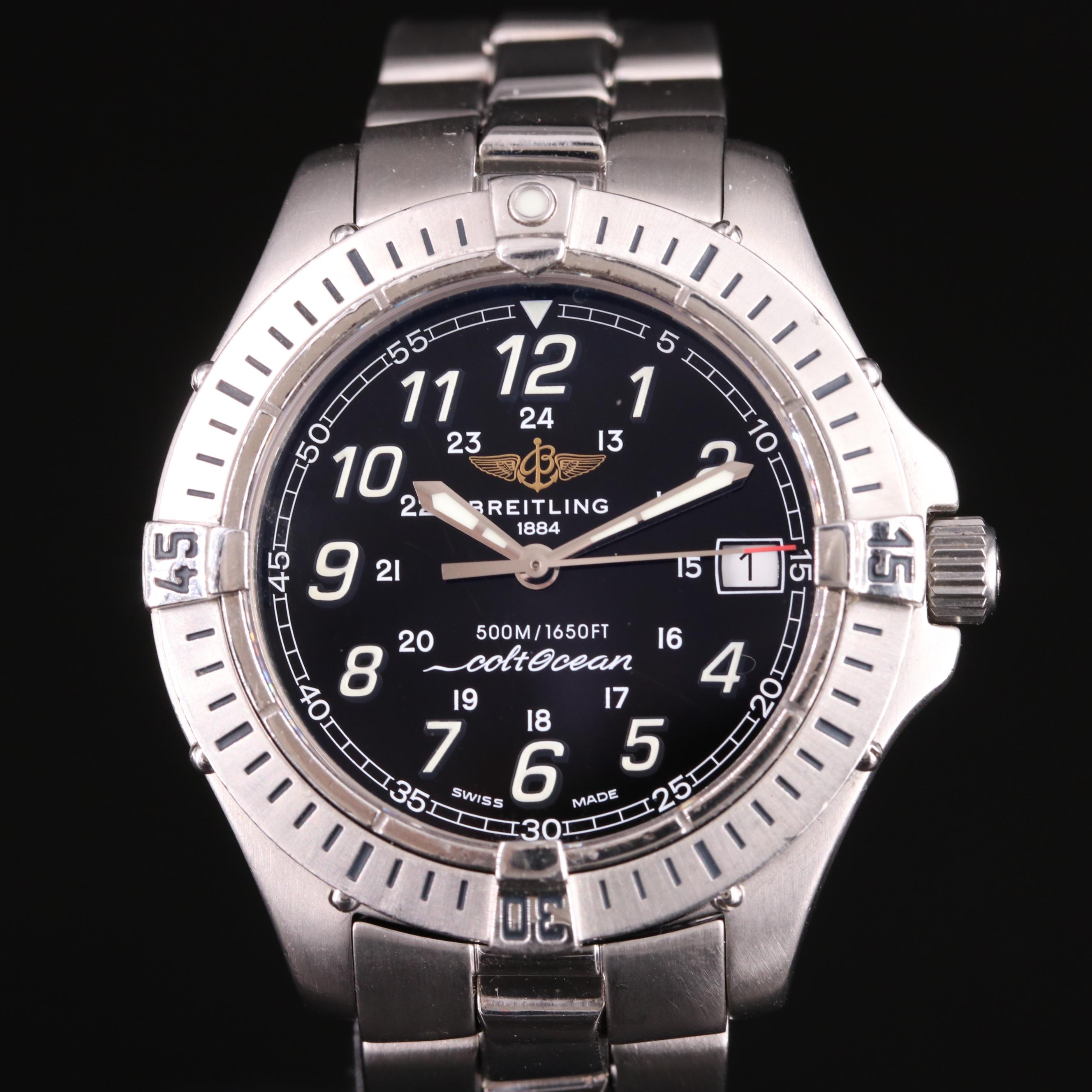 Breitling Colt Ocean 500M Steel 38MM Quartz Black Watch