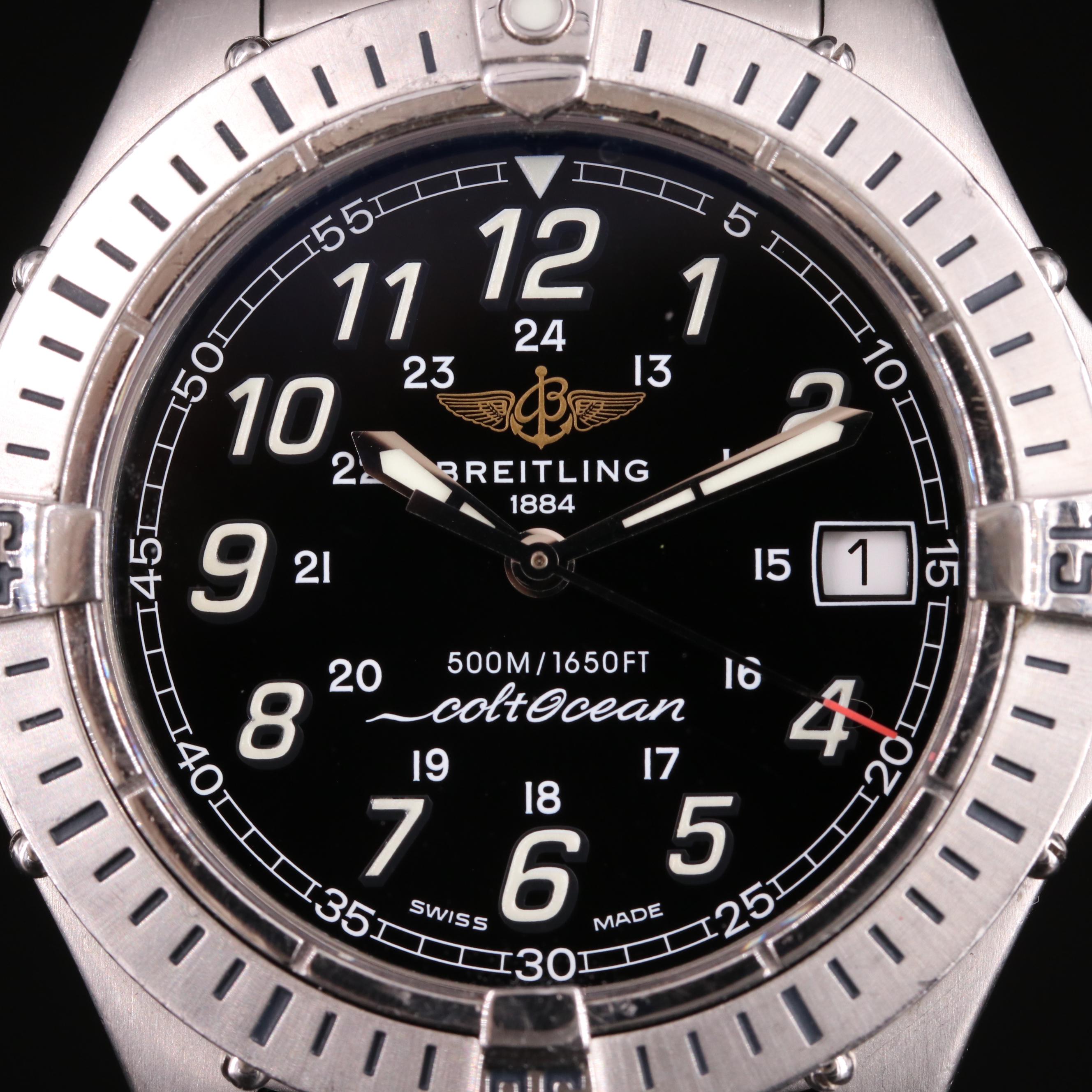 Breitling Colt Ocean 500M Steel 38MM Quartz Black Watch