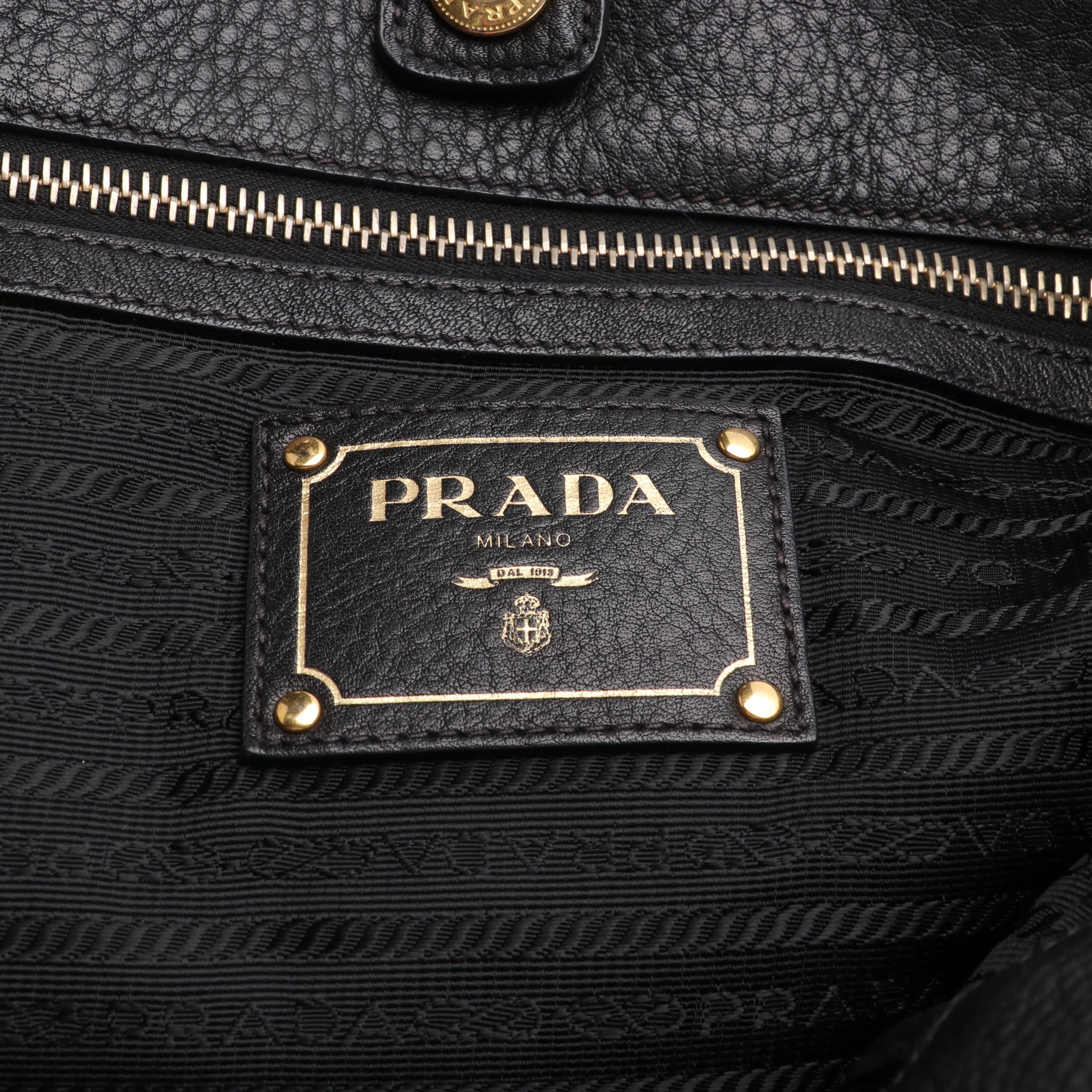 Prada Convertible Shopper Tote in Black Leather