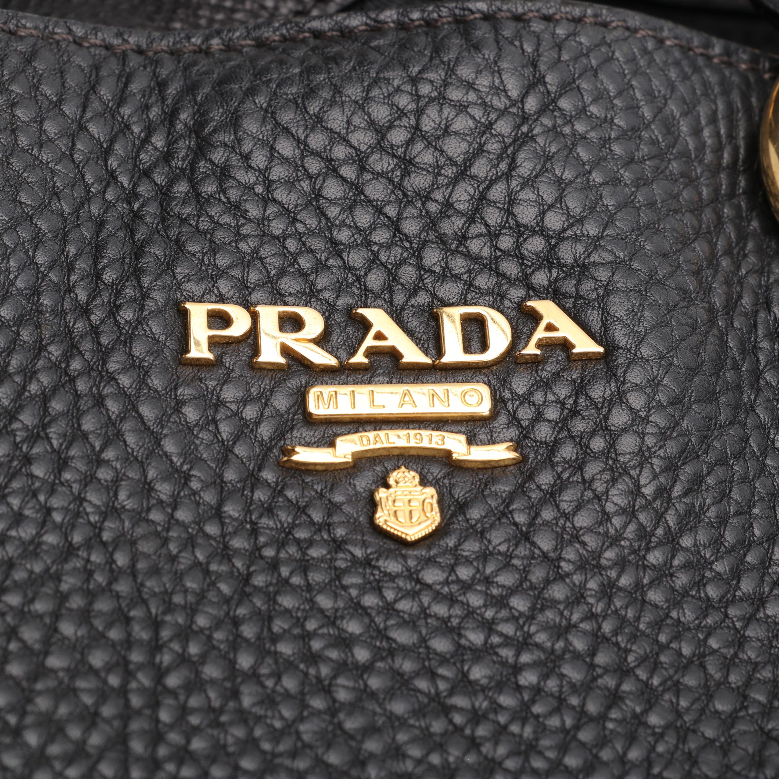 Prada Convertible Shopper Tote in Black Leather