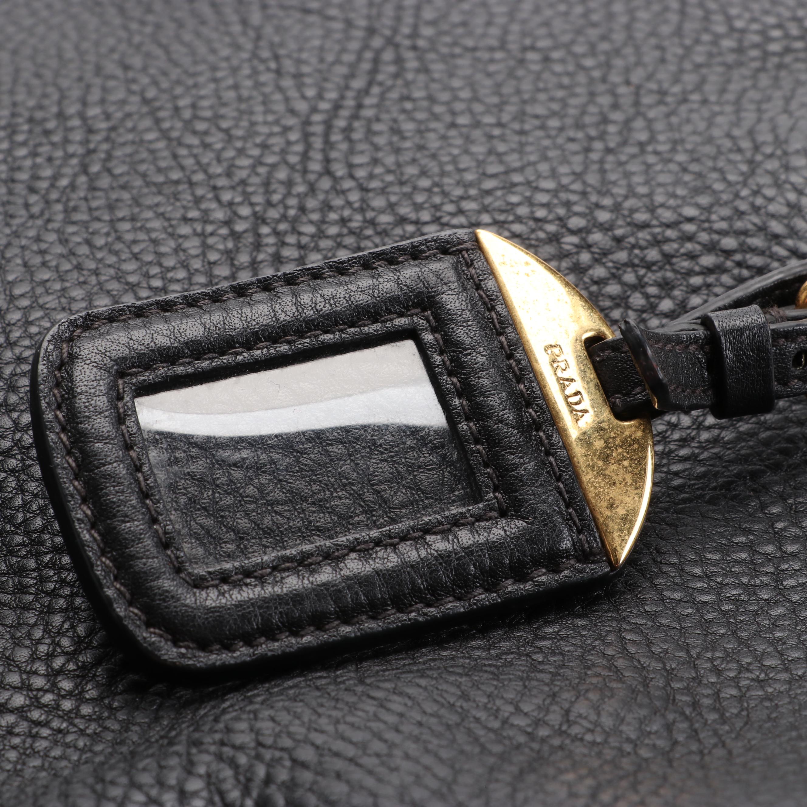 Prada Convertible Shopper Tote in Black Leather