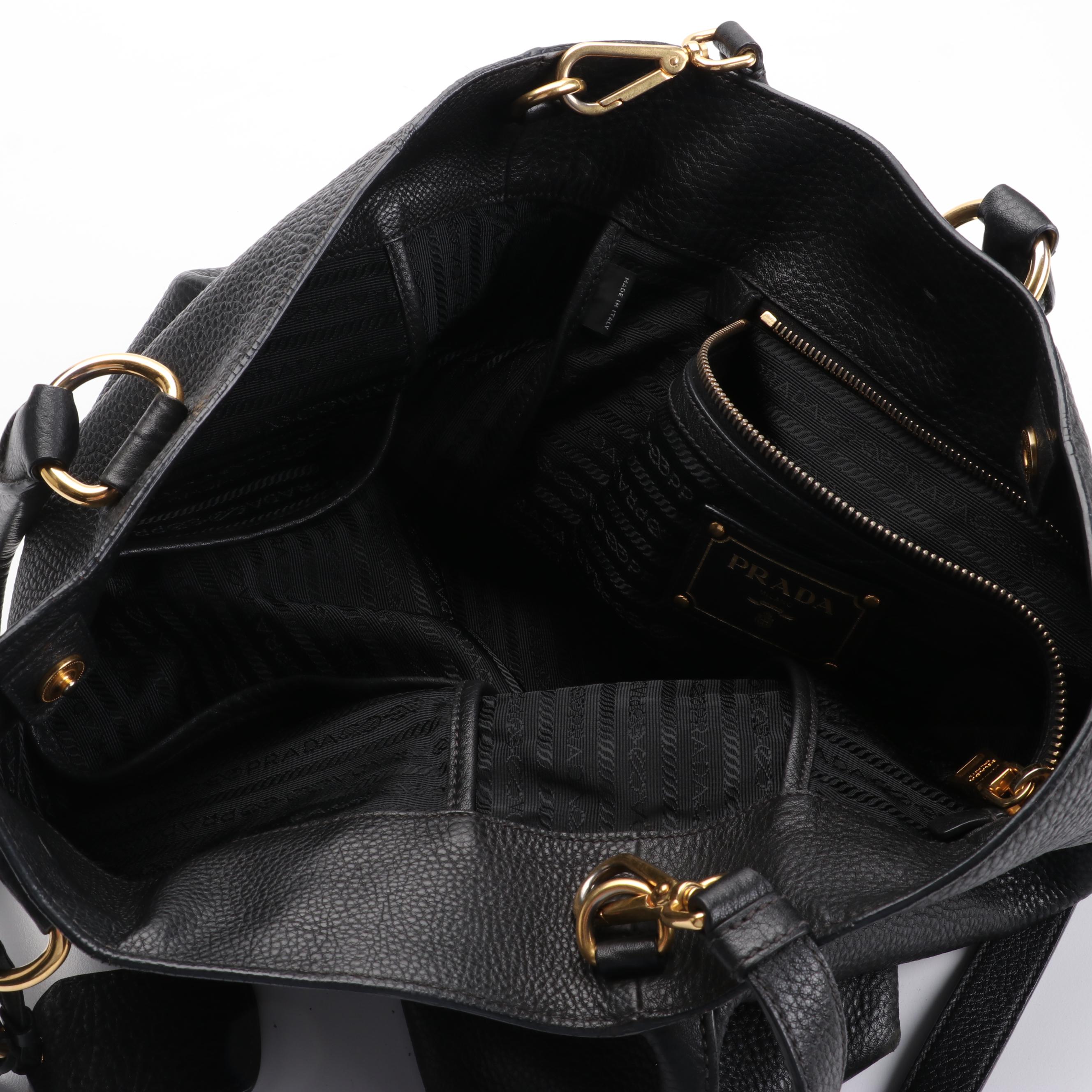 Prada Convertible Shopper Tote in Black Leather