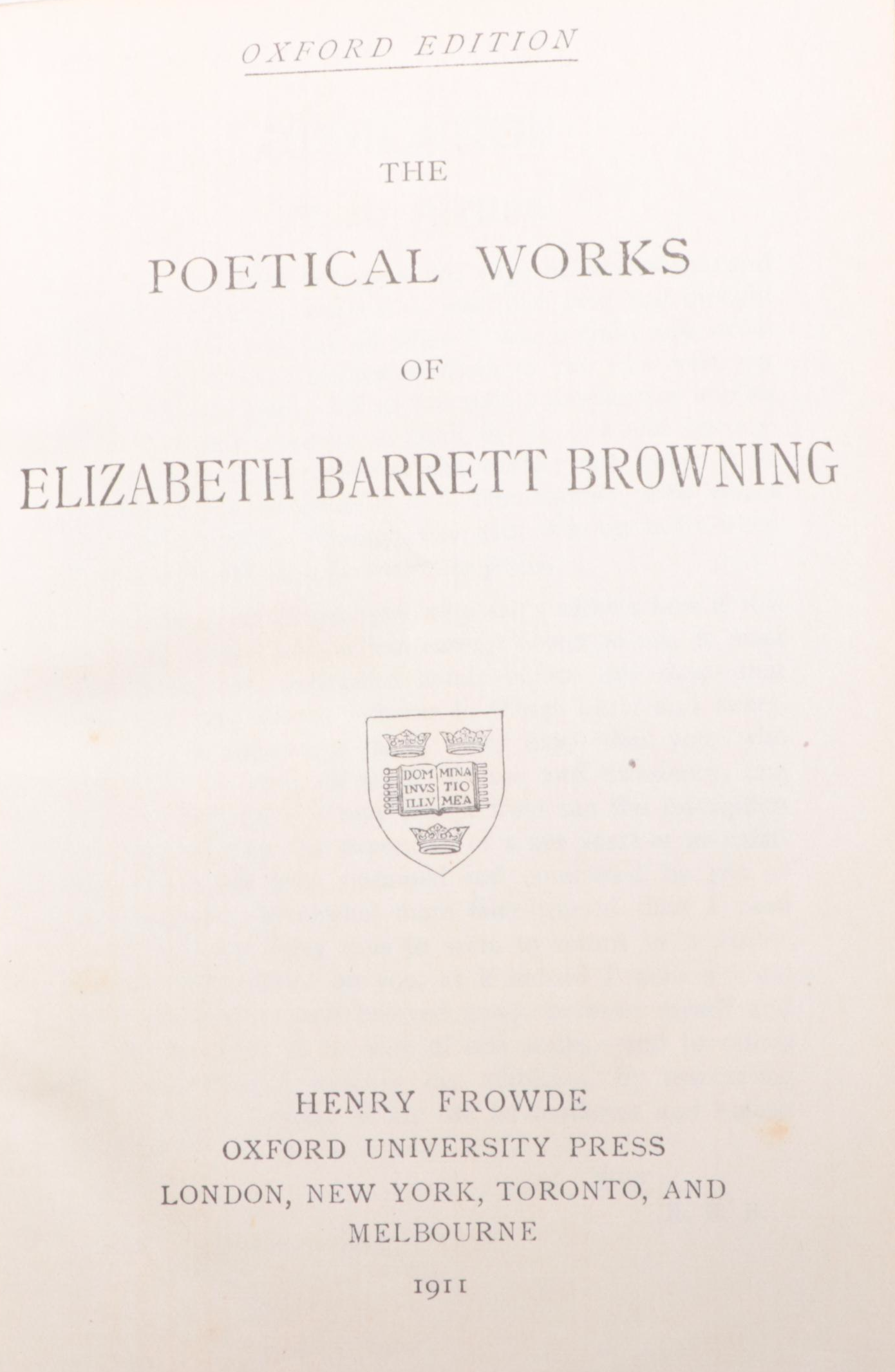 Leather Bound "The Poetical Works of Elizabeth Barrett Browning," 1911