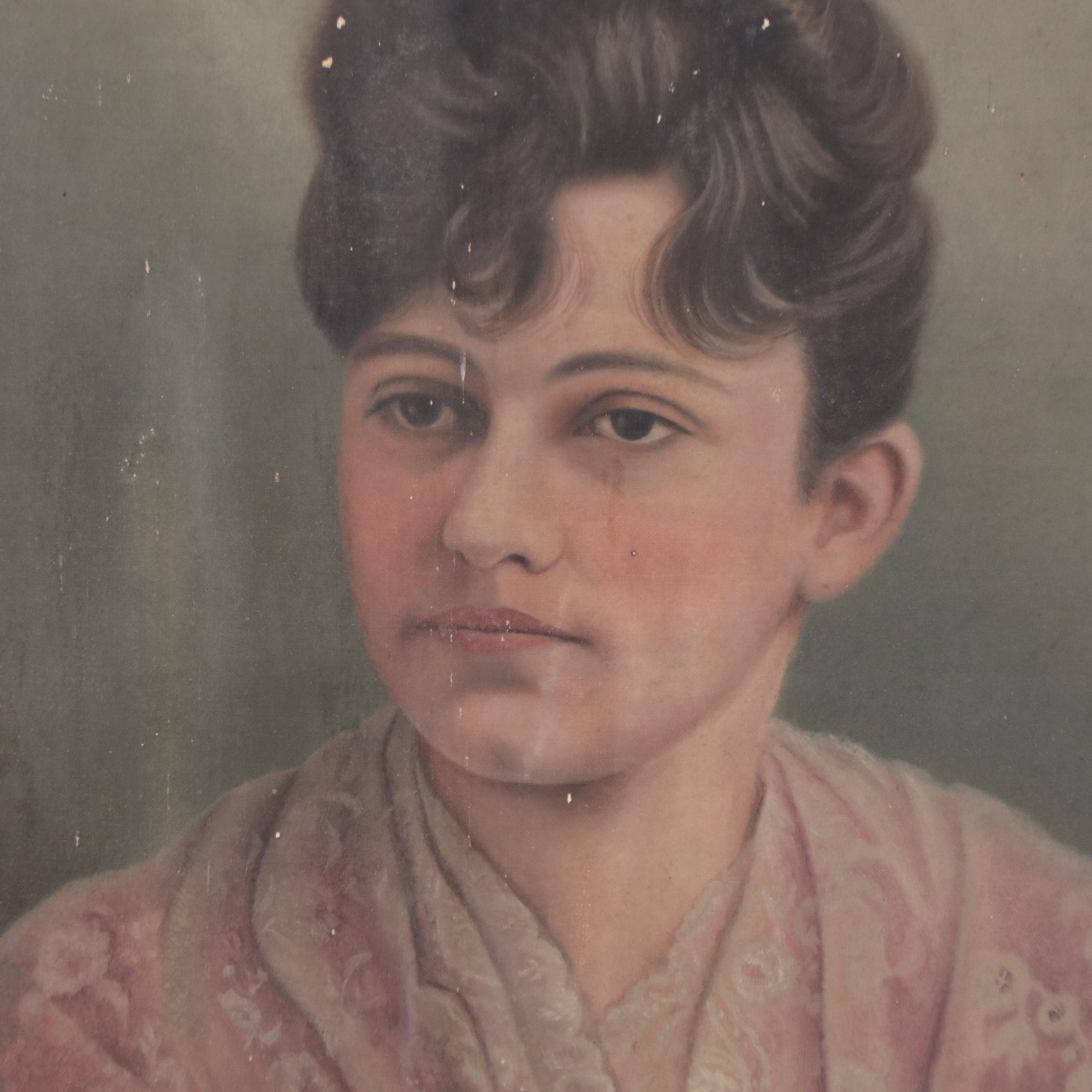 Oil Painting of Three-Quarter View Female Portrait