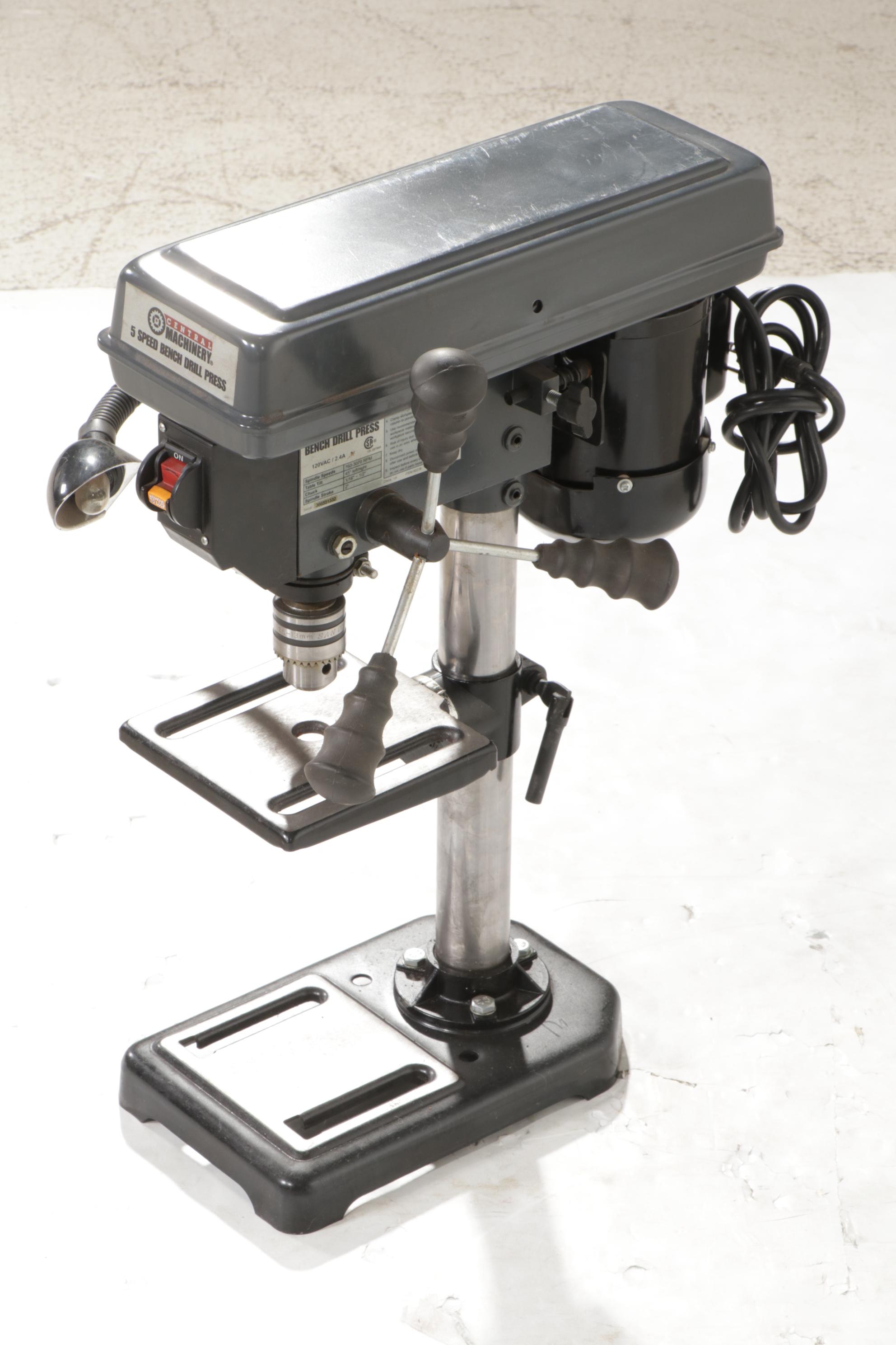 Central Machinery 5-Speed Benchtop Drill Press With Spirit Levels