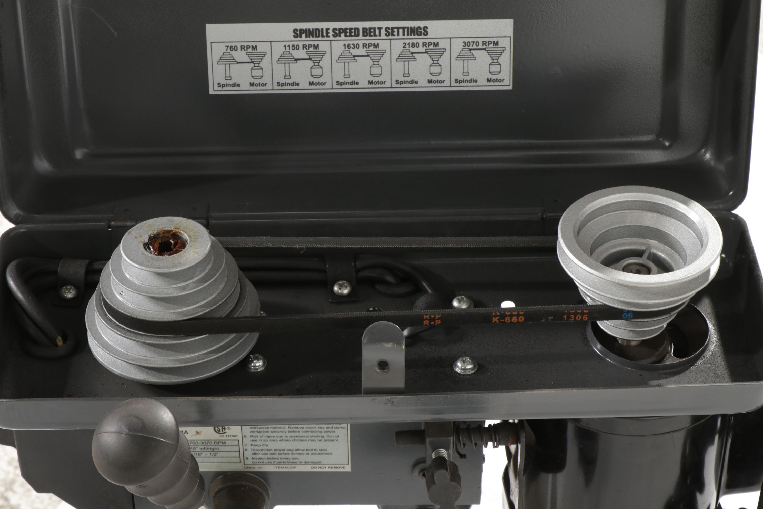 Central Machinery 5-Speed Benchtop Drill Press With Spirit Levels