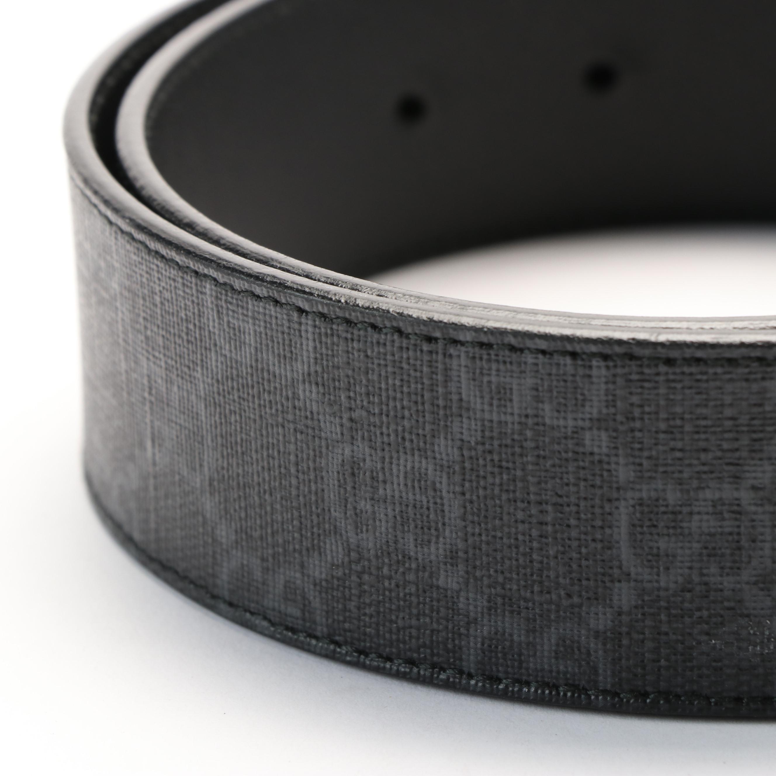 Guuci Leather Supreme Belt with Interlocking Buckle