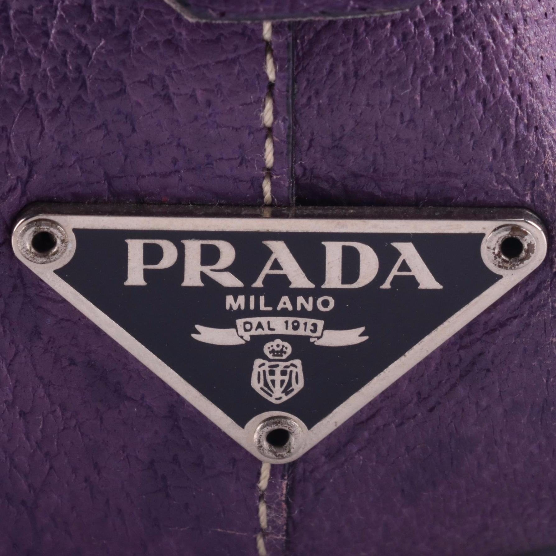 Prada Vintage Canapa Cinghiale Canvas and Leather Bowling Handbag