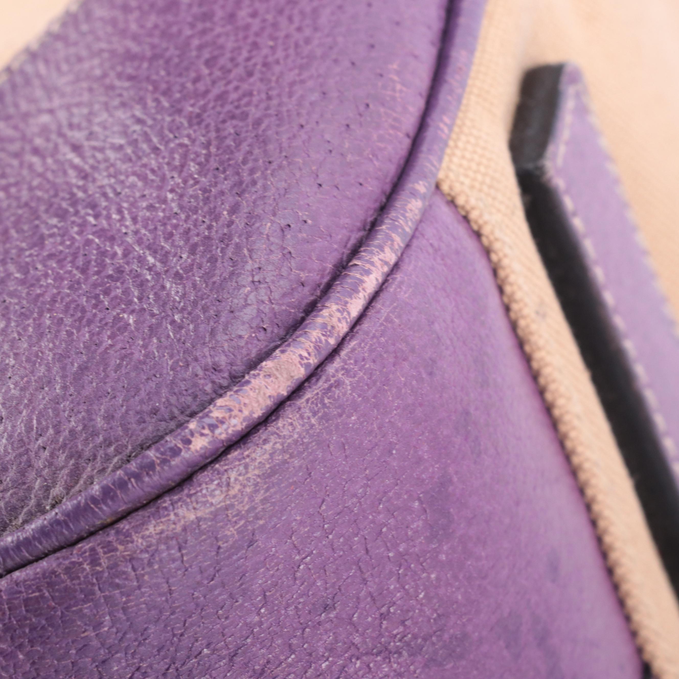 Prada Vintage Canapa Cinghiale Canvas and Leather Bowling Handbag