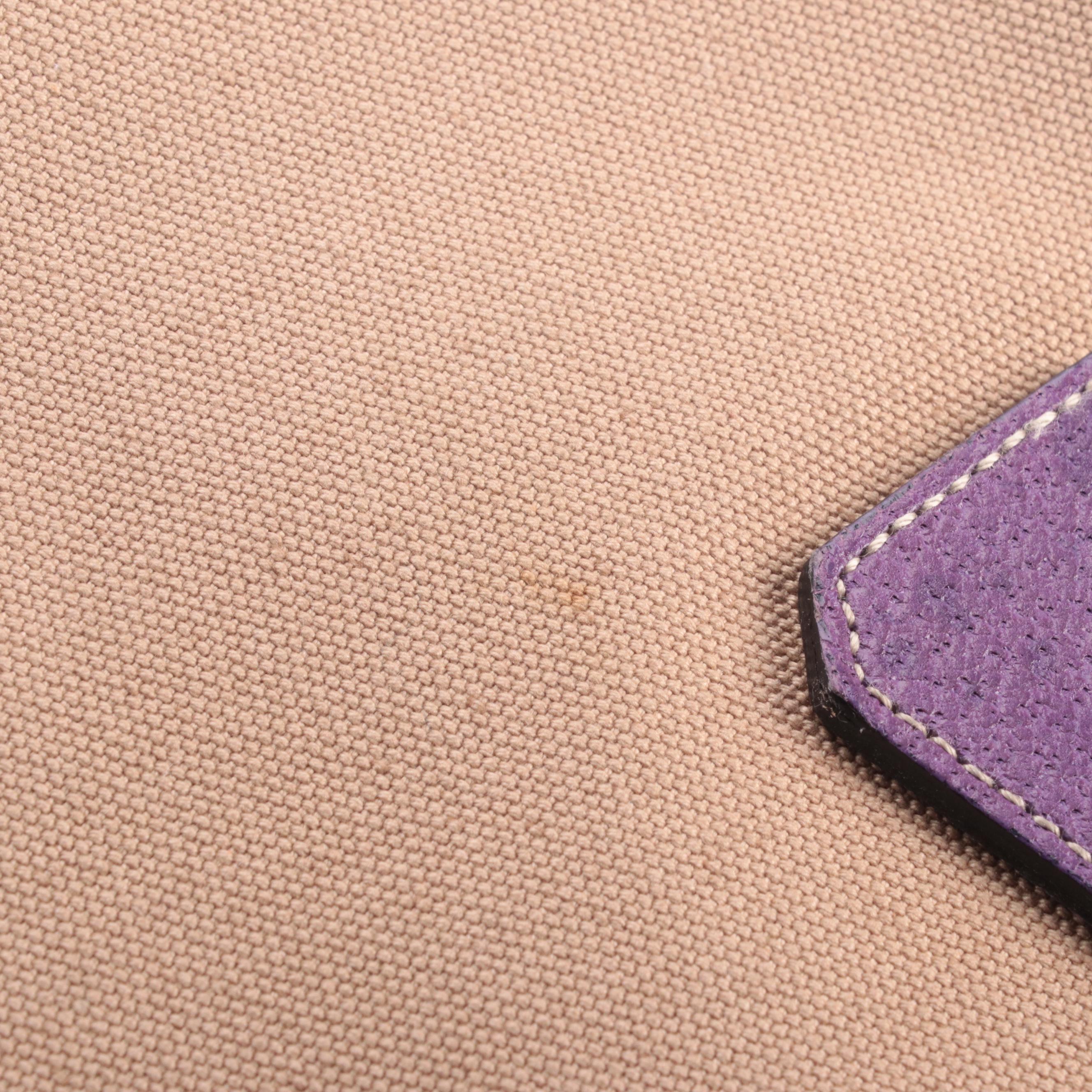 Prada Vintage Canapa Cinghiale Canvas and Leather Bowling Handbag