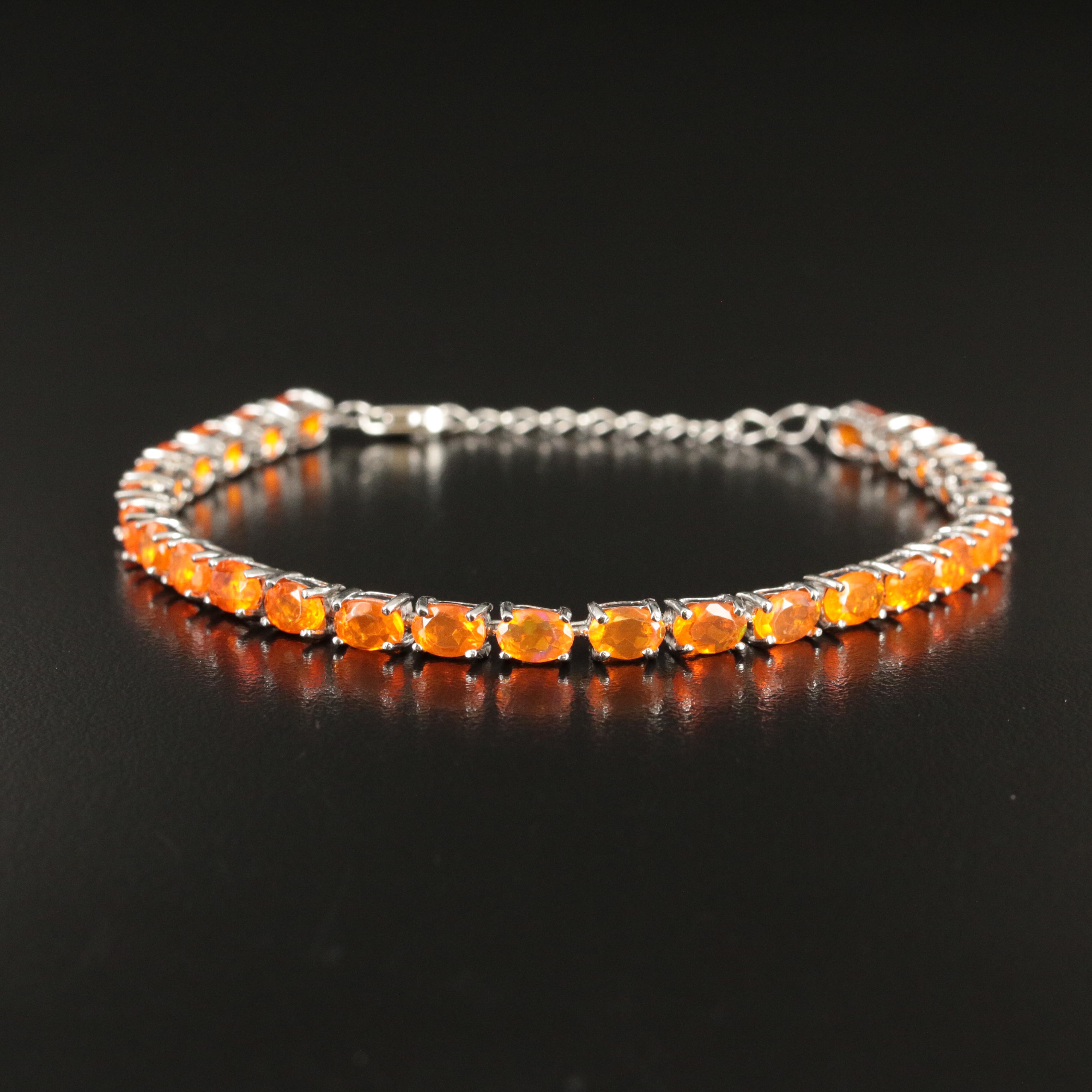 Sterling Fire Opal Bracelet