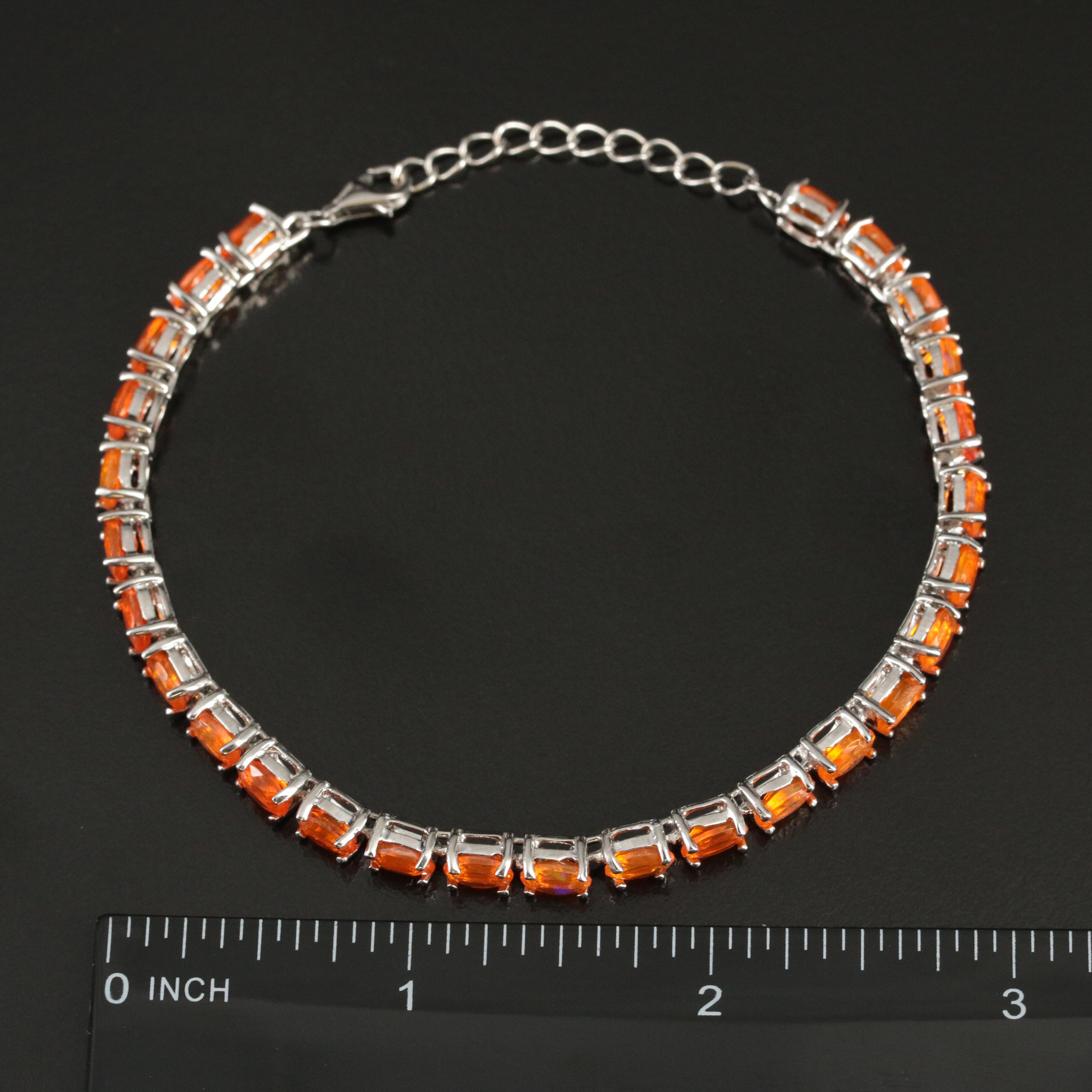 Sterling Fire Opal Bracelet