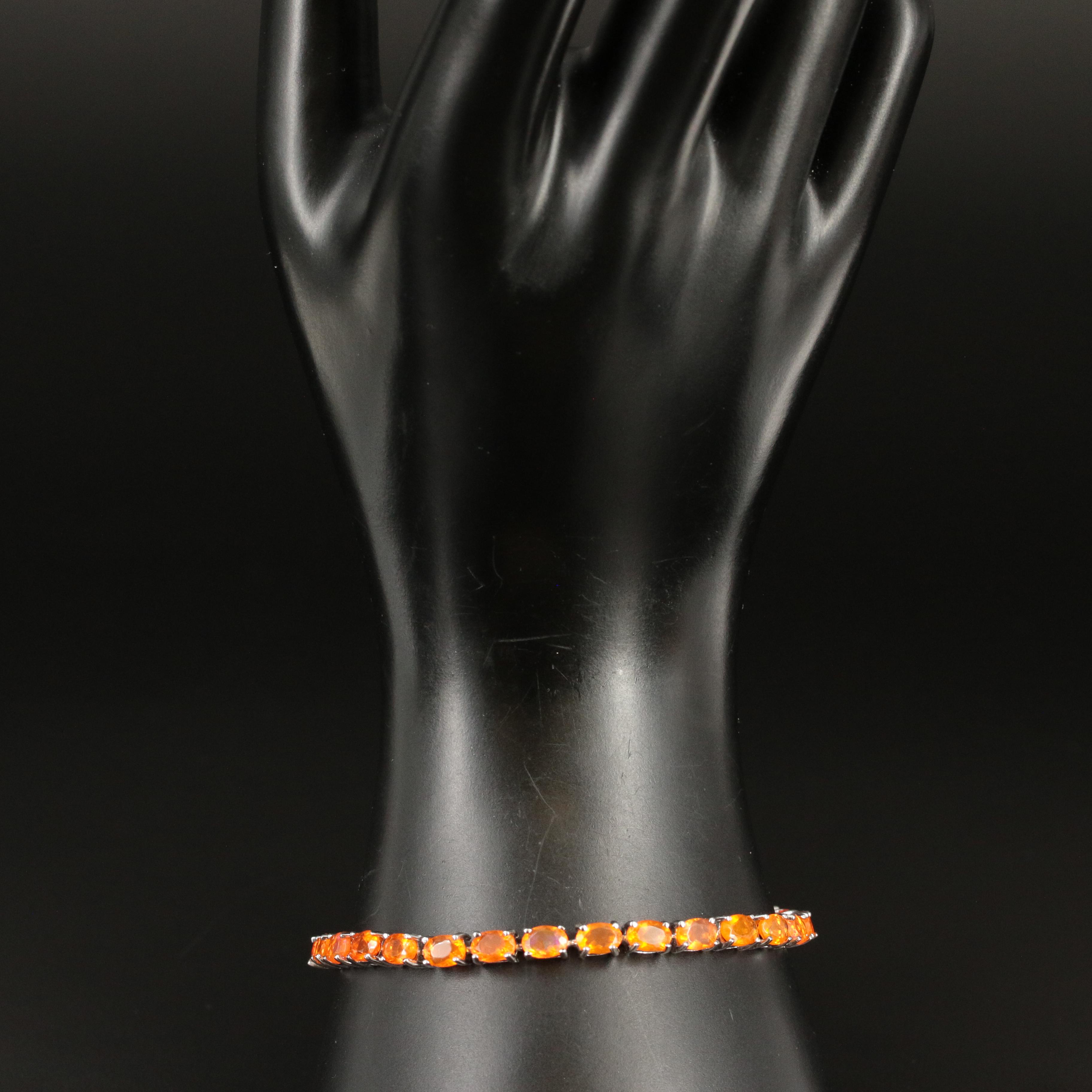 Sterling Fire Opal Bracelet