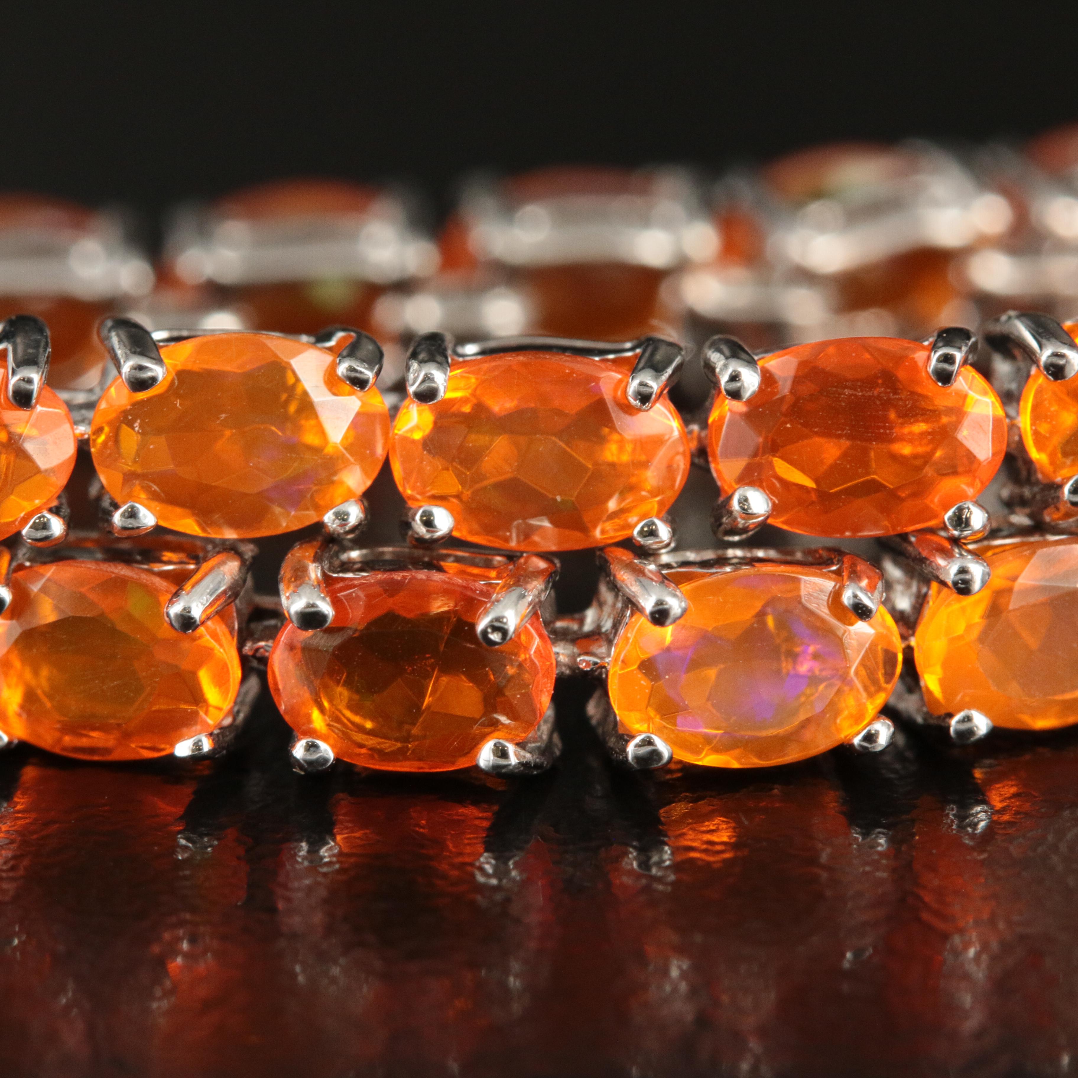 Sterling Fire Opal Bracelet