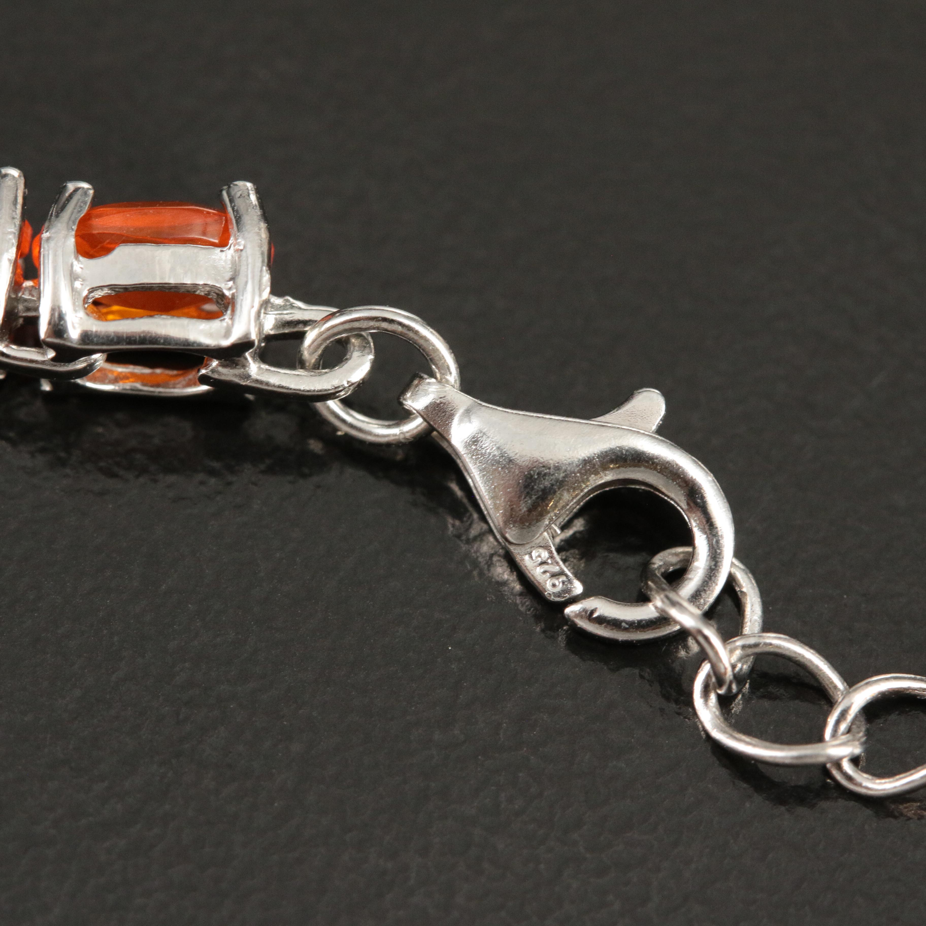 Sterling Fire Opal Bracelet