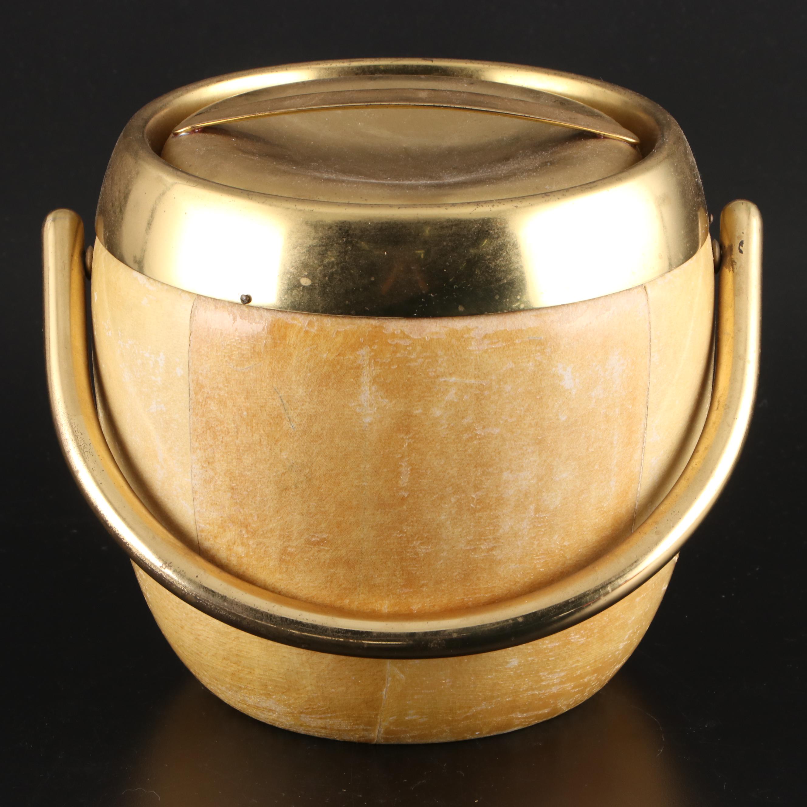 Thermos Brass Bound Ice Bucket with Marble Charcuterie Board