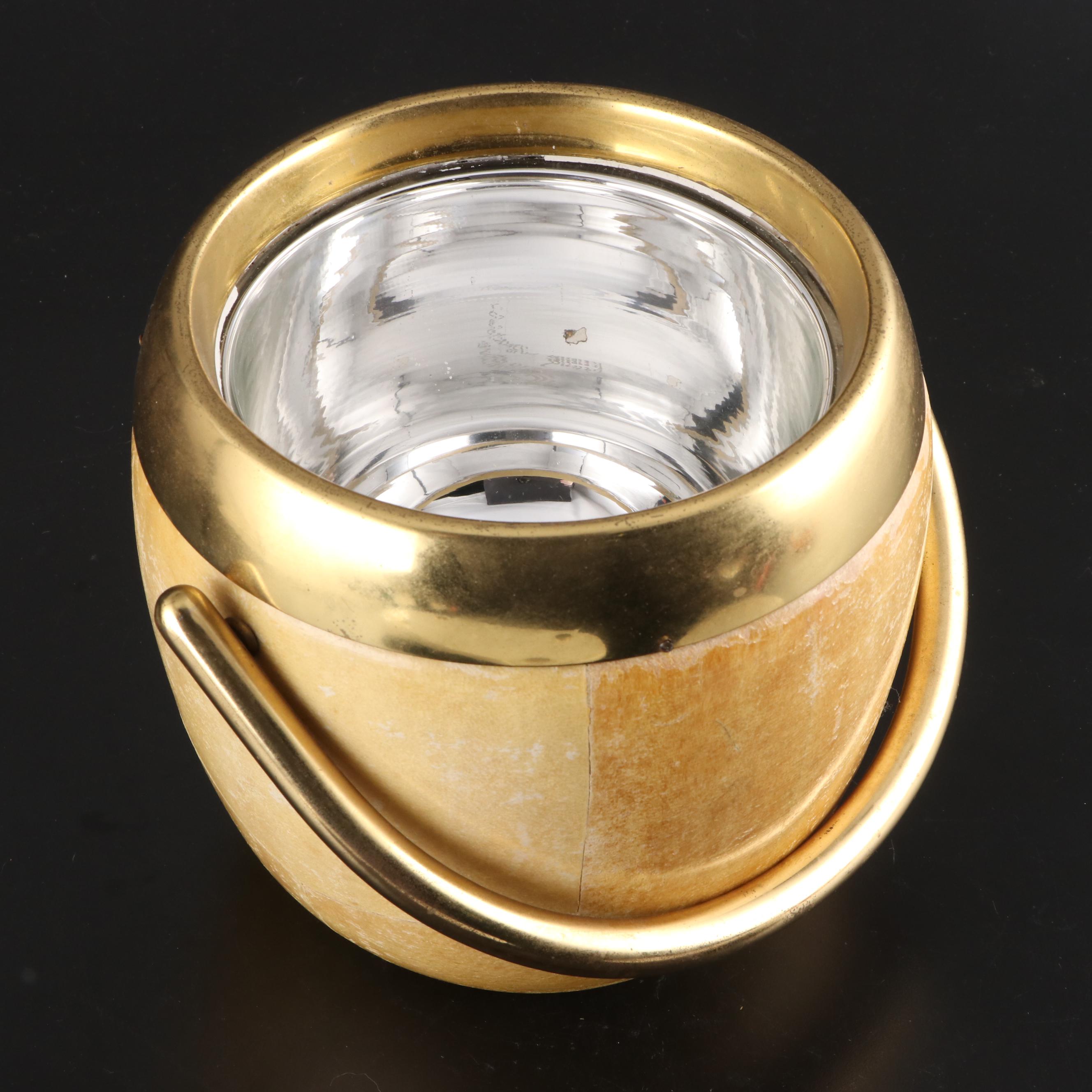 Thermos Brass Bound Ice Bucket with Marble Charcuterie Board