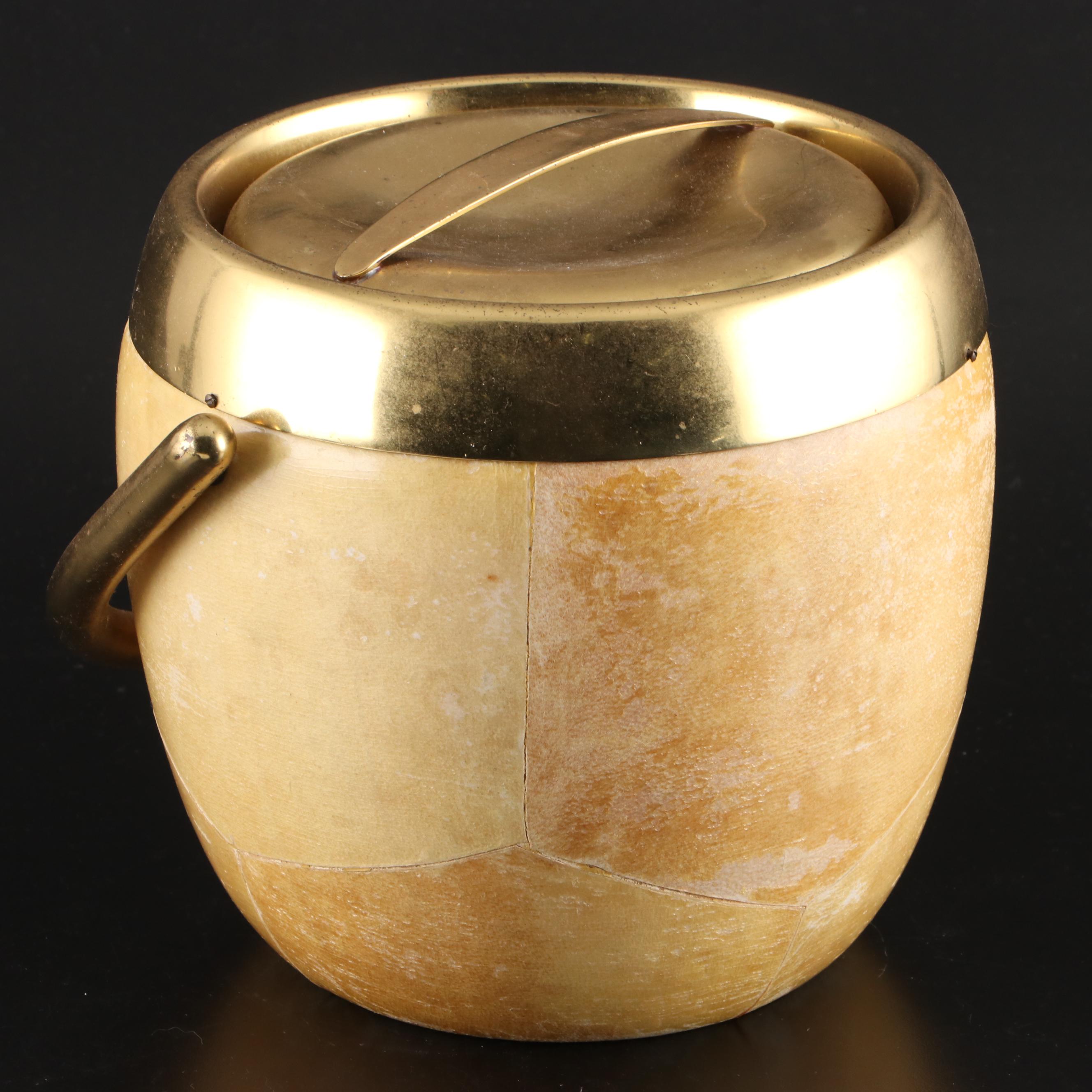 Thermos Brass Bound Ice Bucket with Marble Charcuterie Board