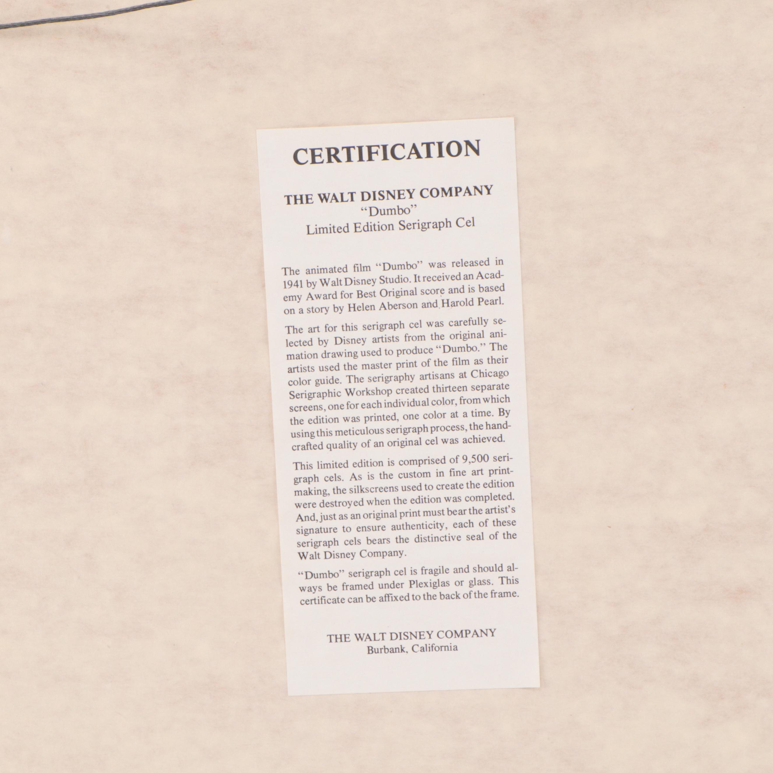 Disney "Dumbo" Serigraph Cel