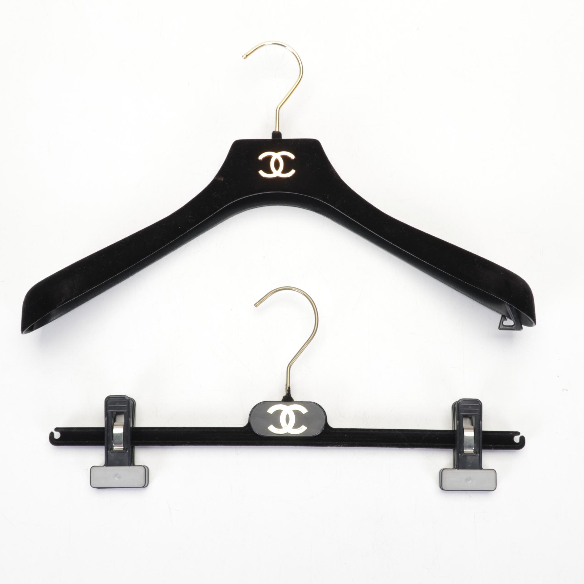 Chanel CC Gold Logo and Black Hangers