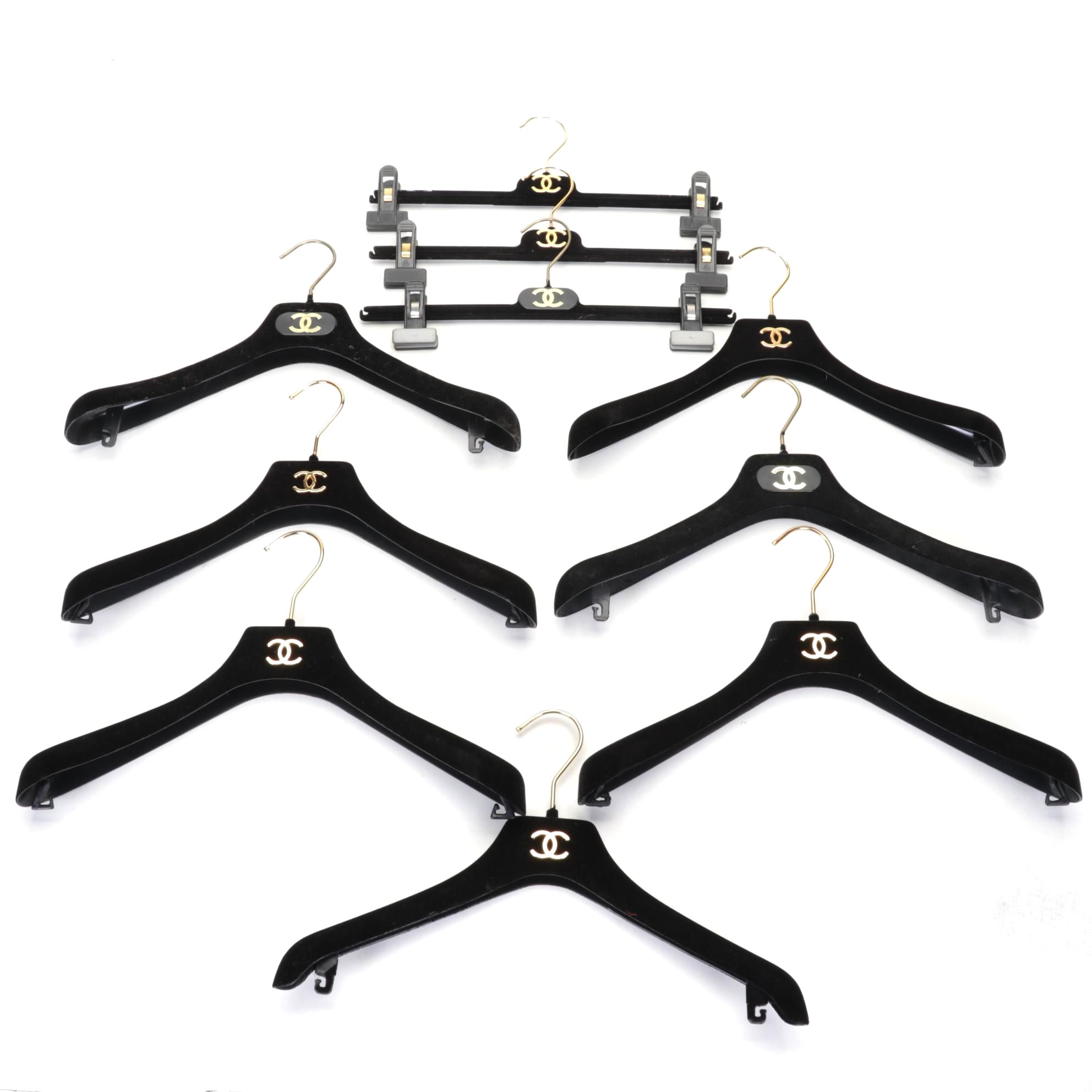 Chanel CC Gold Logo and Black Hangers