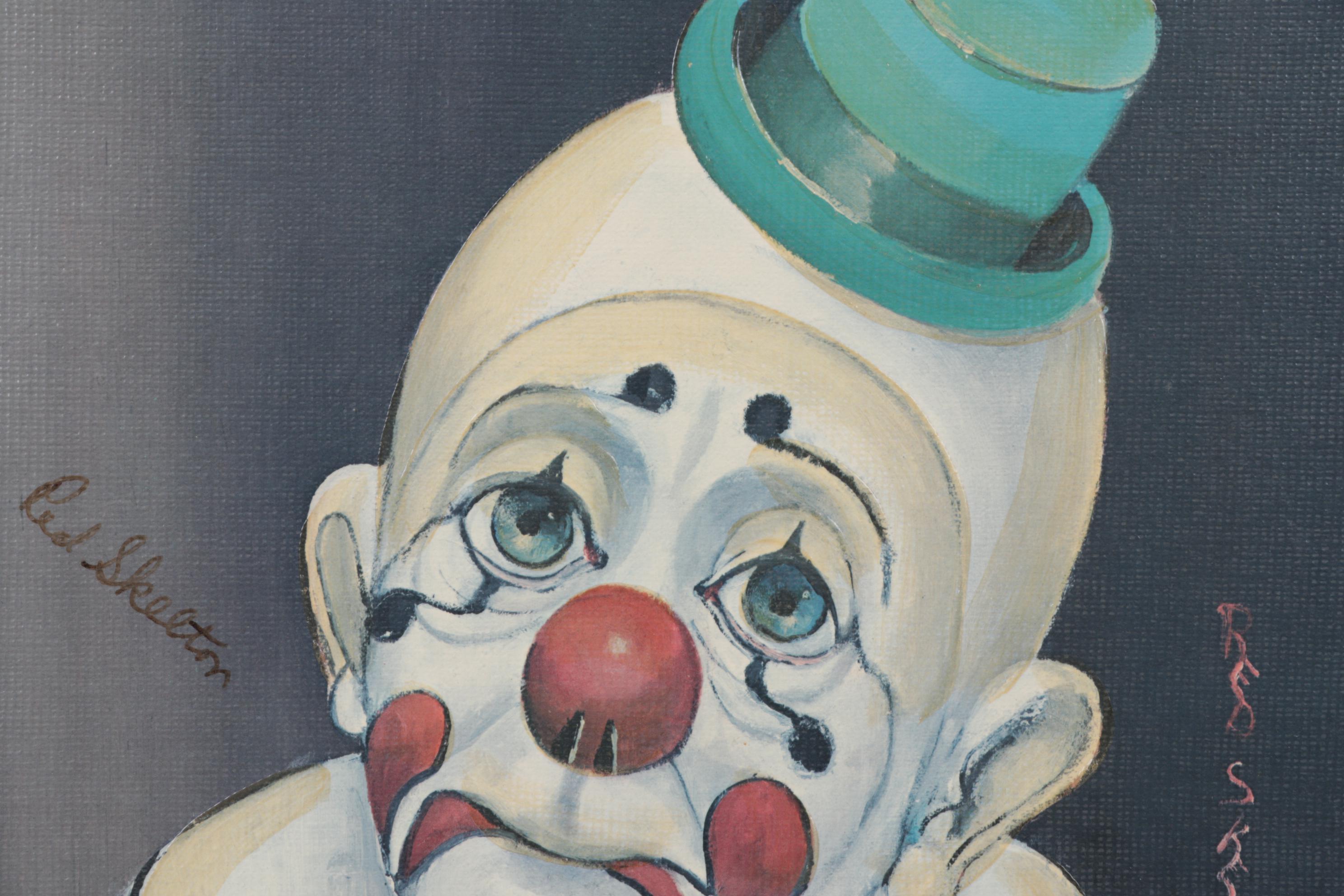 Red Skelton Embellished Offset Lithograph "Sad Face Clown"