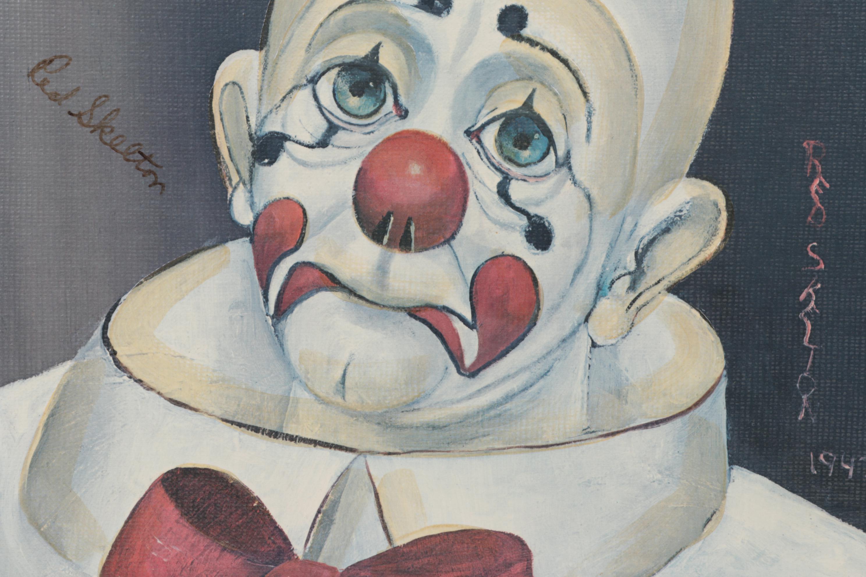 Red Skelton Embellished Offset Lithograph "Sad Face Clown"