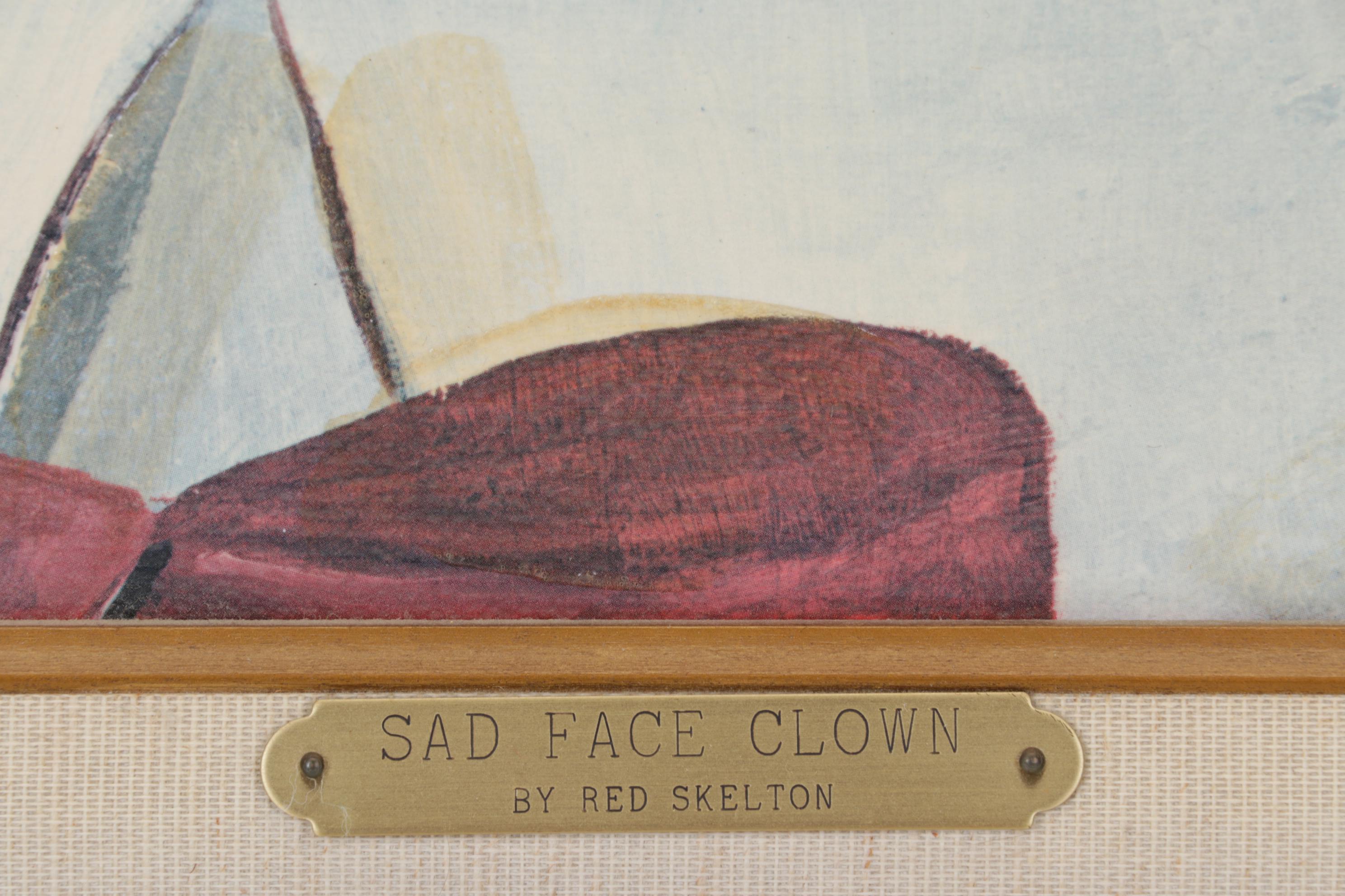 Red Skelton Embellished Offset Lithograph "Sad Face Clown"
