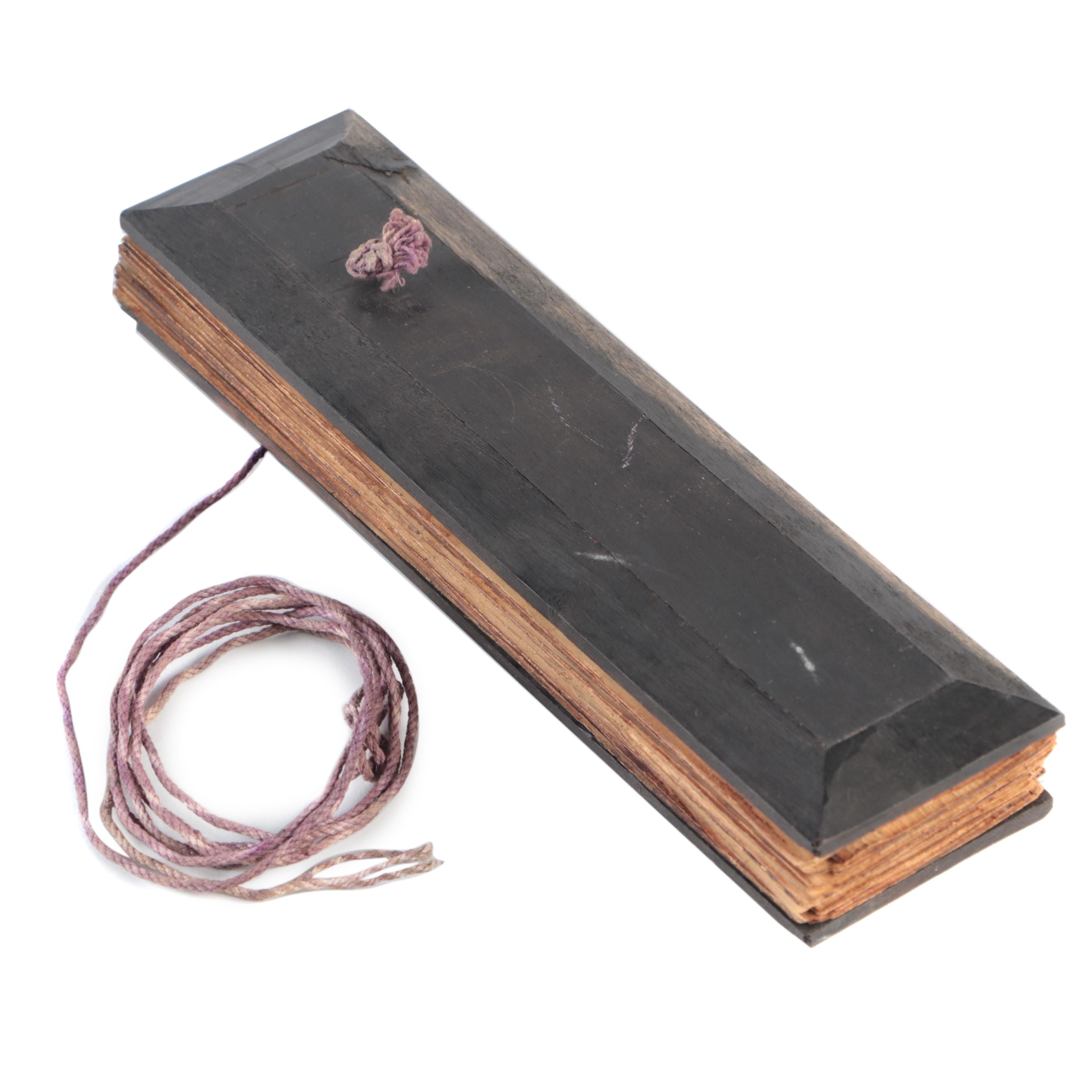 Lontar Palm Leaf Manuscript With Carved Wood Case