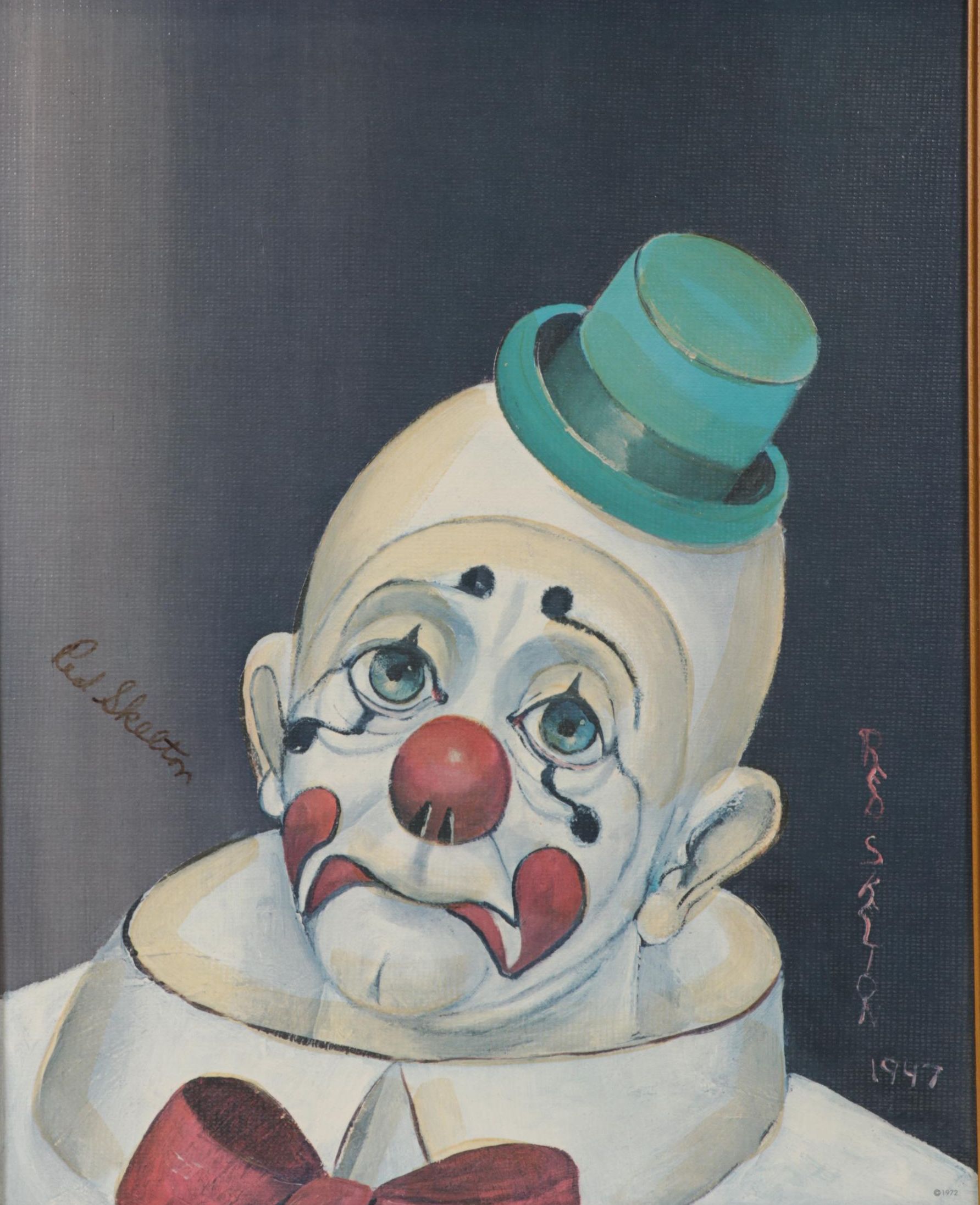 Red Skelton Embellished Offset Lithograph "Sad Face Clown"