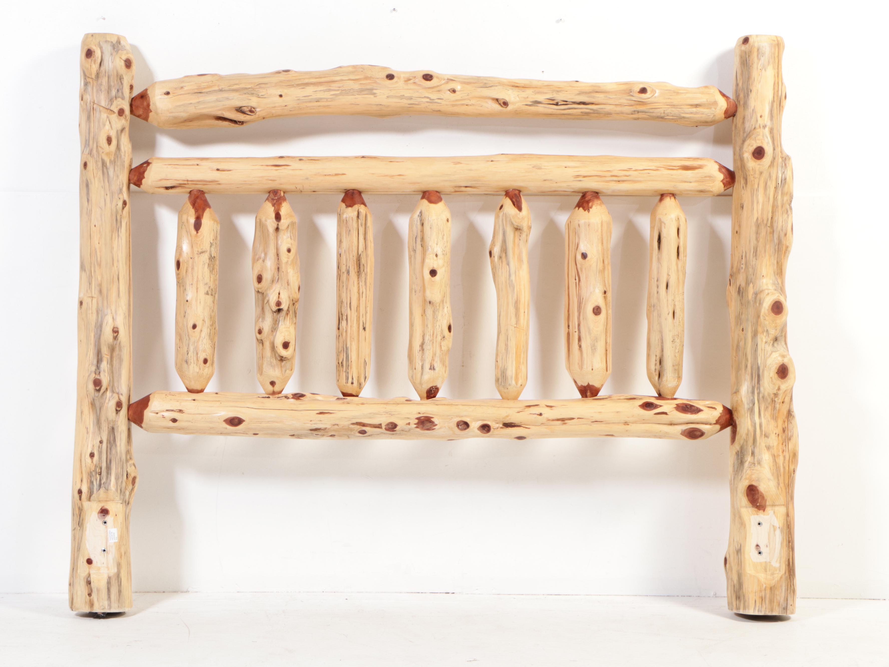 Rustic Scraped Log King Size Bed Frame