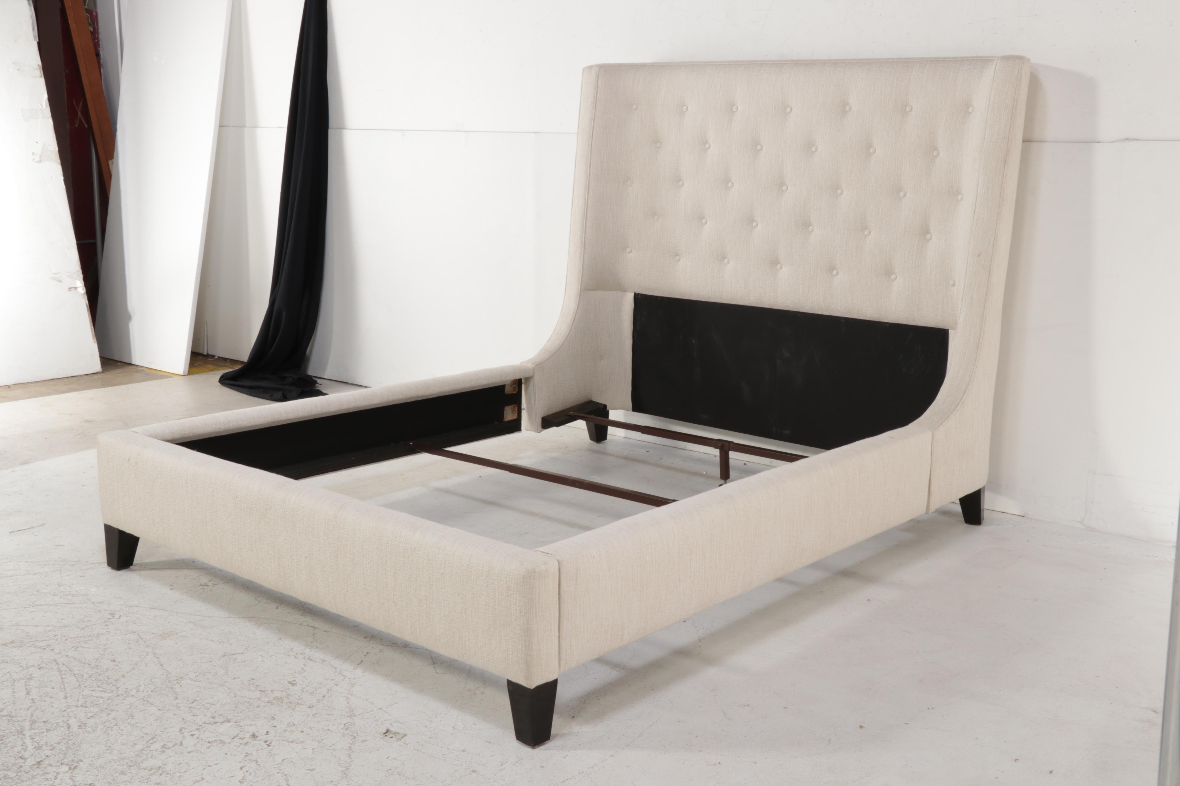 Fully Upholstered and Button-Tufted Queen Bed Frame