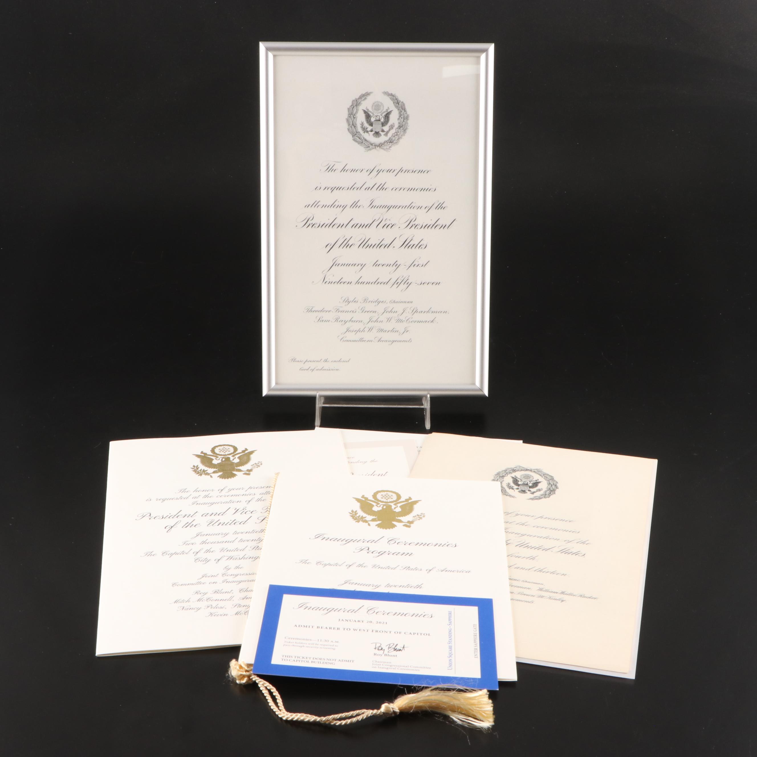 Woodrow Wilson, Eisenhower and Biden Presidential Inauguration Invitations