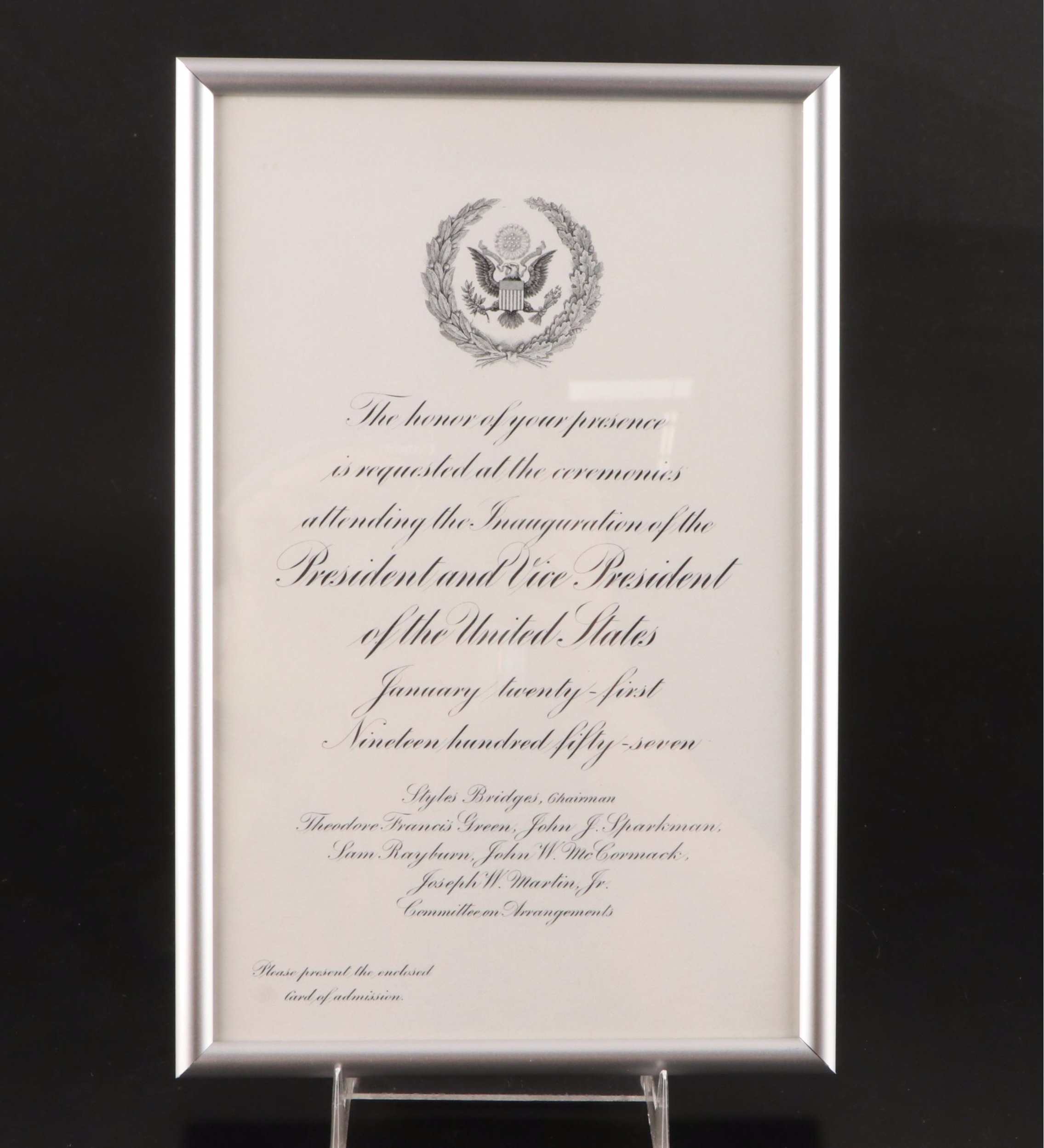 Woodrow Wilson, Eisenhower and Biden Presidential Inauguration Invitations