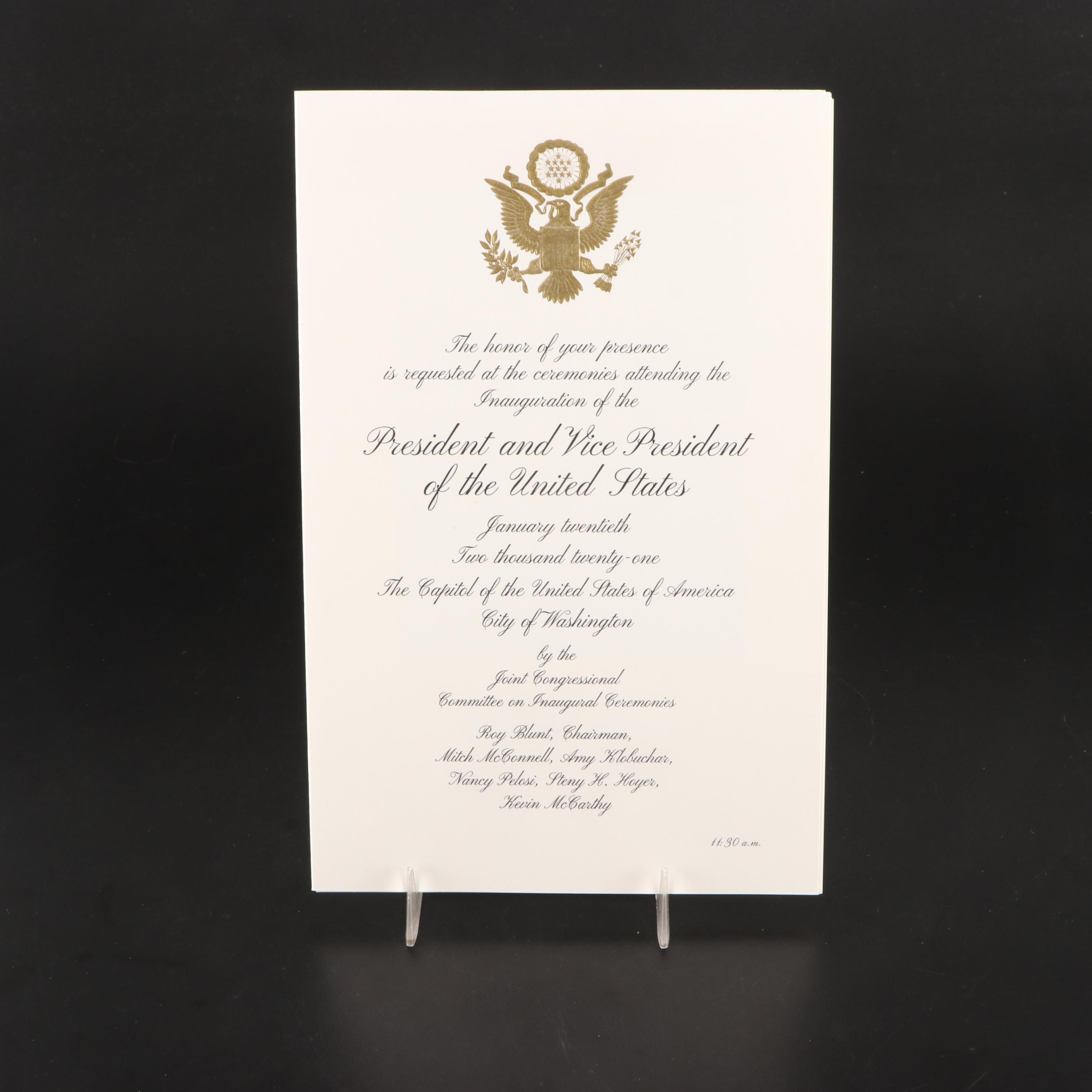 Woodrow Wilson, Eisenhower and Biden Presidential Inauguration Invitations
