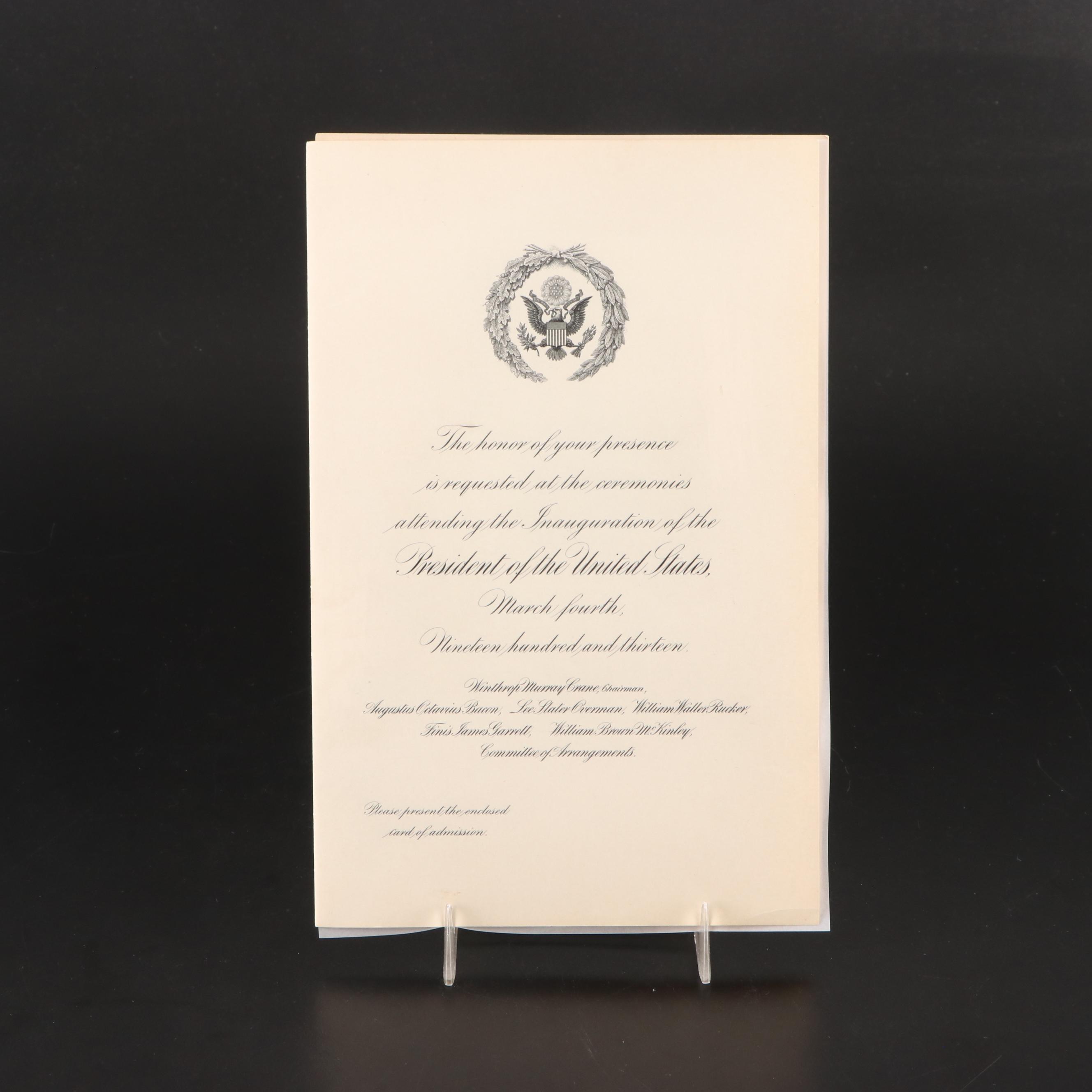 Woodrow Wilson, Eisenhower and Biden Presidential Inauguration Invitations
