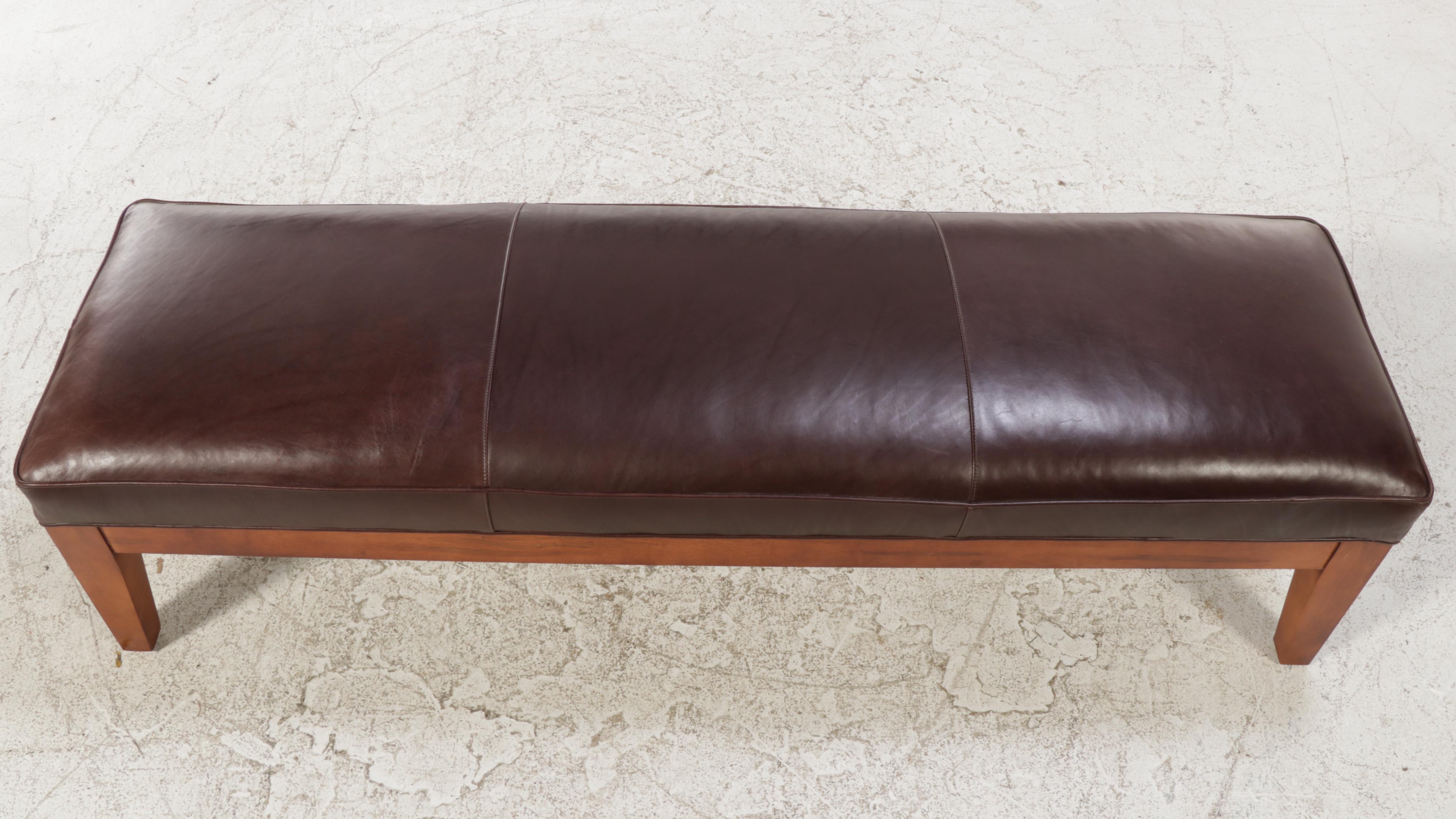 Arhaus Furniture "Colorado" Leather Bench