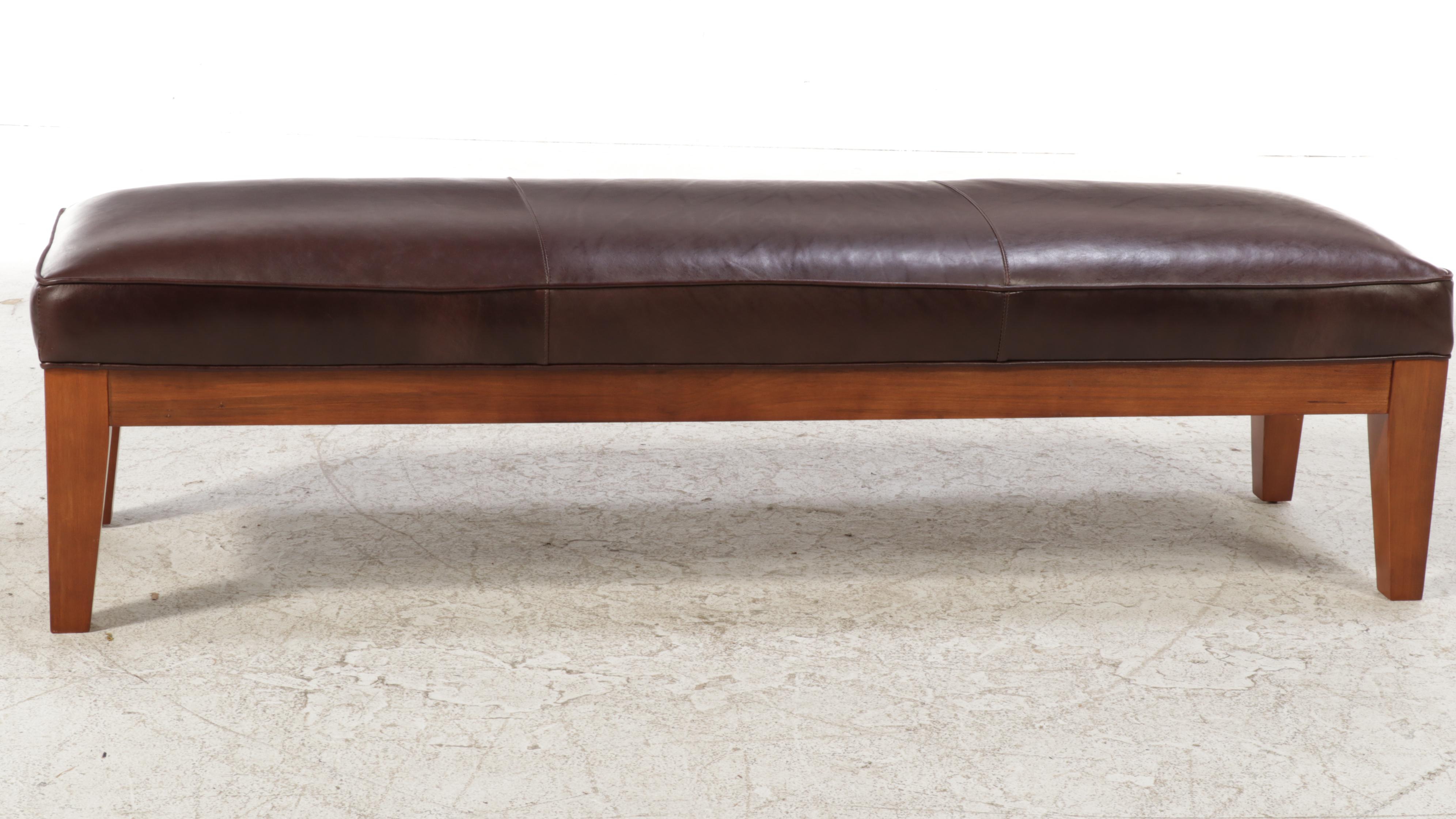 Arhaus Furniture "Colorado" Leather Bench