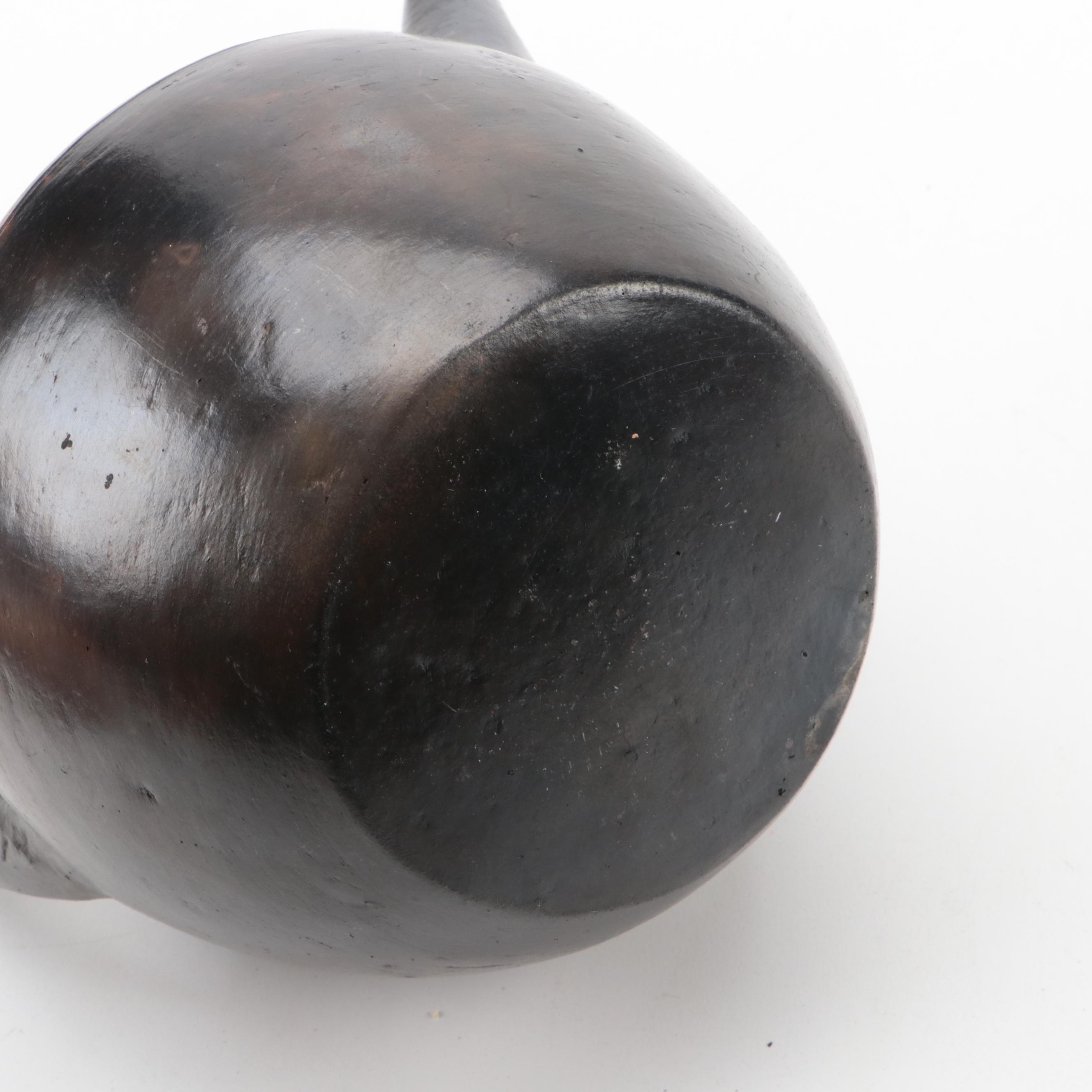 Ethiopian Ceramic Jebena with Embroidered Fabric Tibetan Pecha and Mirror