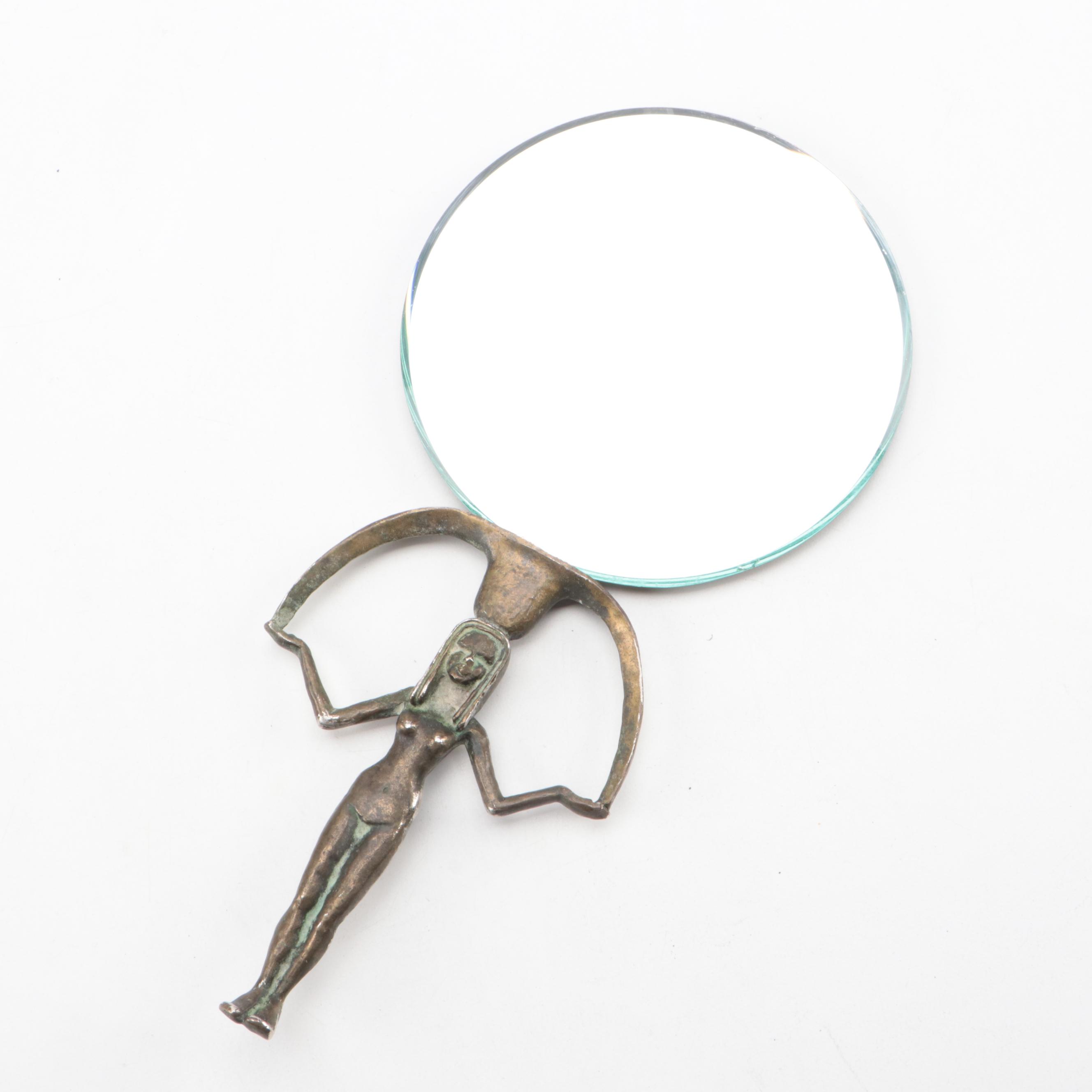 Ethiopian Ceramic Jebena with Embroidered Fabric Tibetan Pecha and Mirror