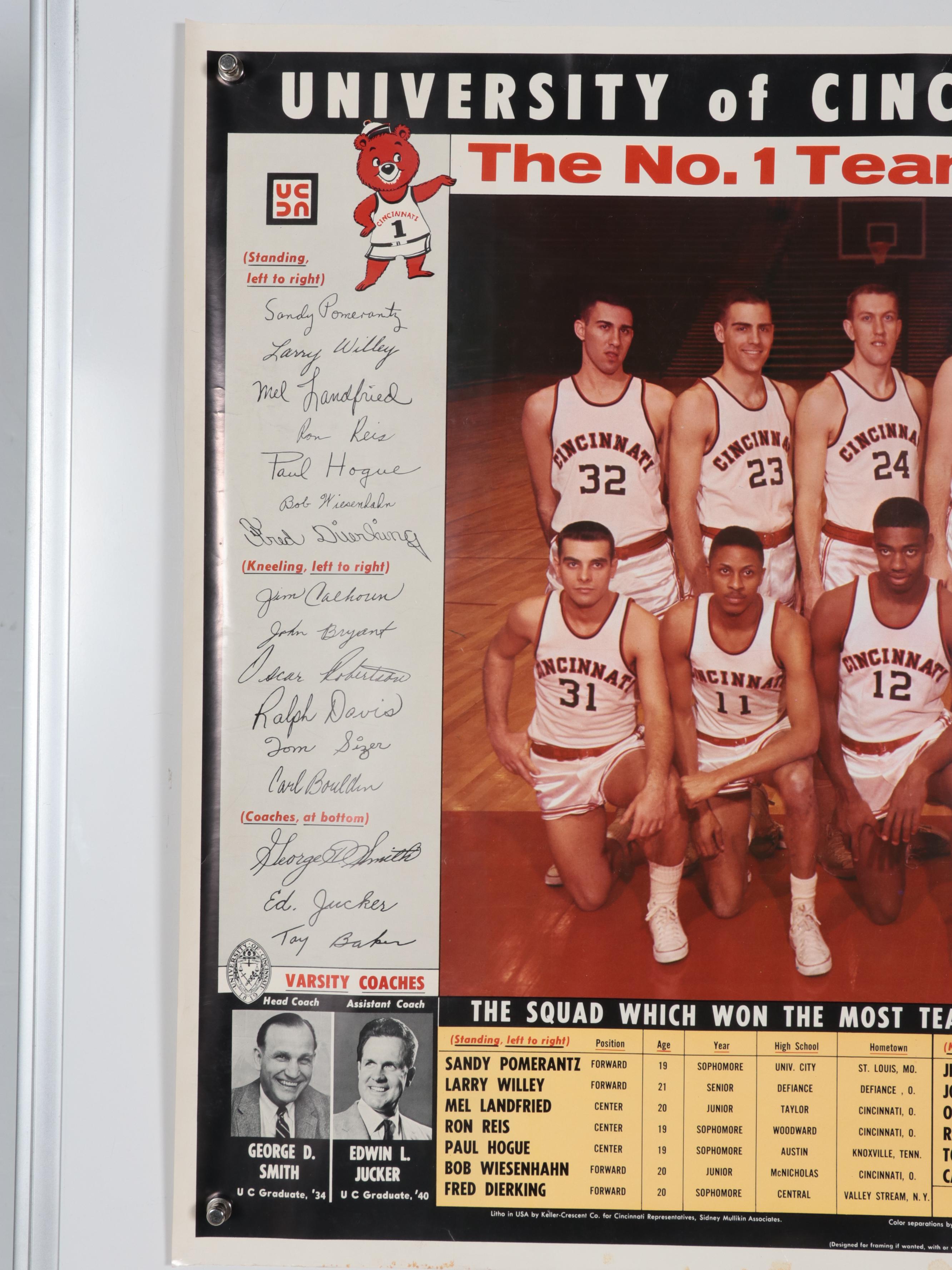 1950s Univesity of Cincinnati Basketball Team Posters Featuring Oscar Robertson