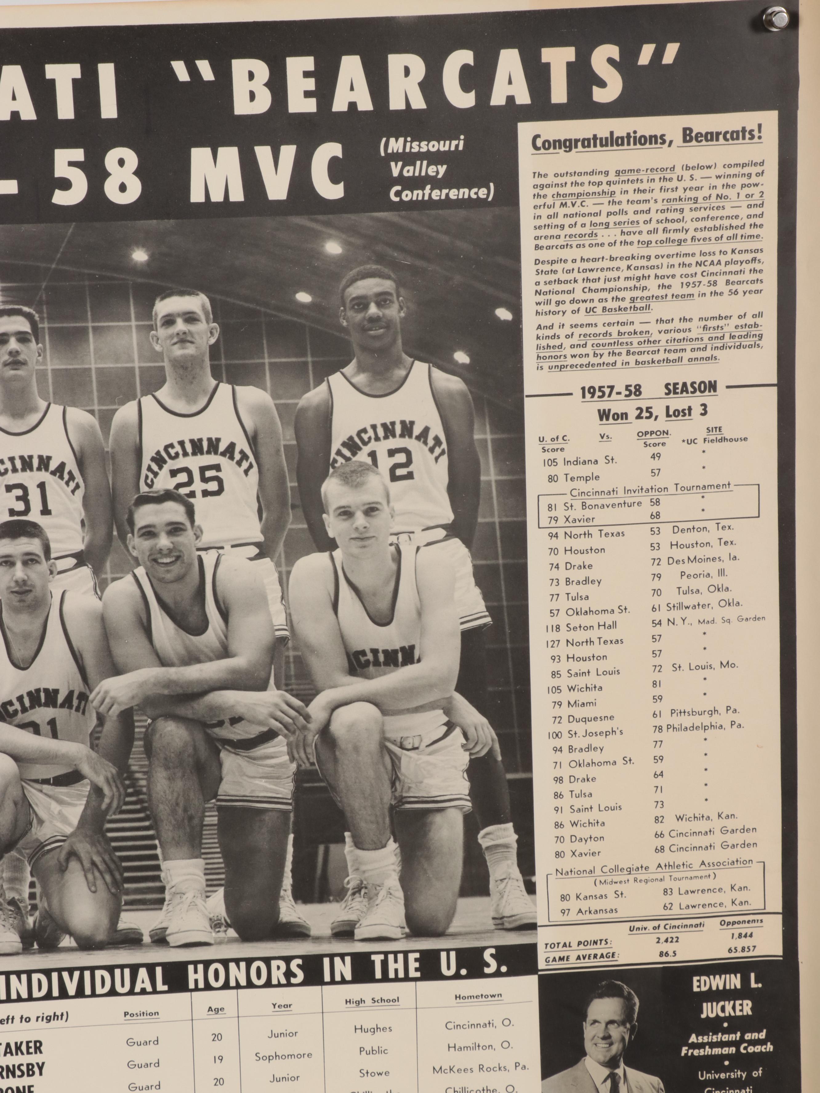 1950s Univesity of Cincinnati Basketball Team Posters Featuring Oscar Robertson
