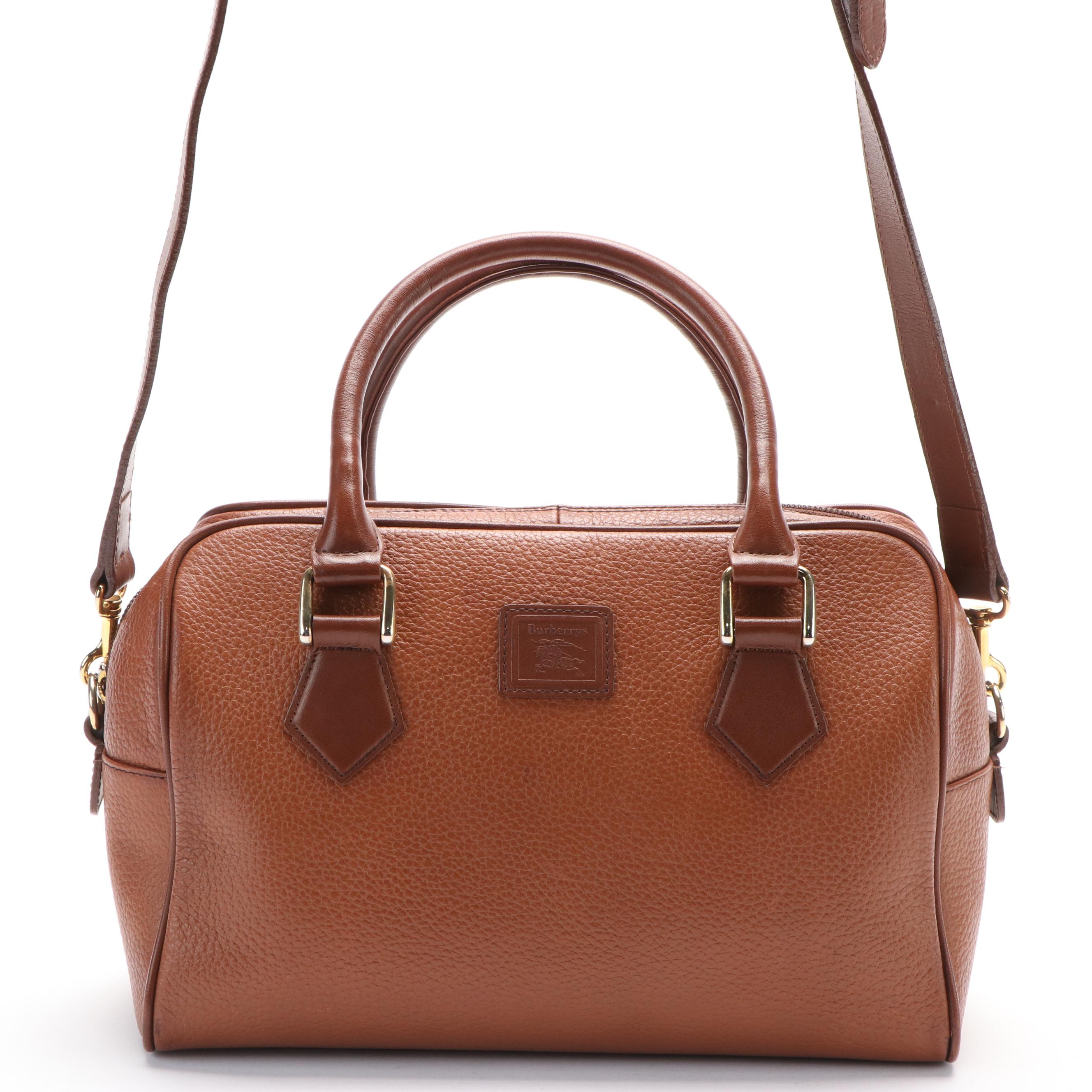 Burberry Boston Bag in Brown Leather