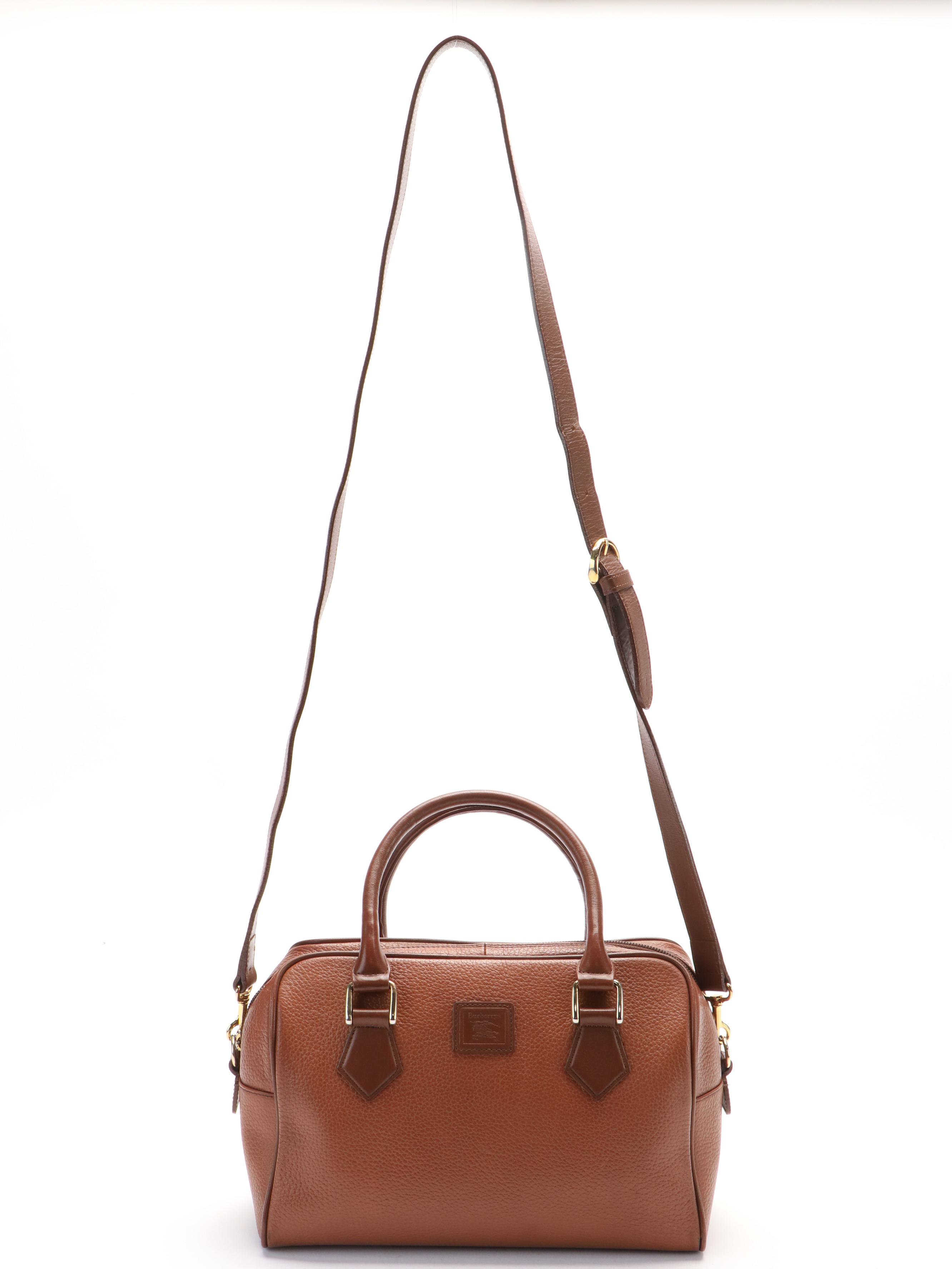 Burberry Boston Bag in Brown Leather