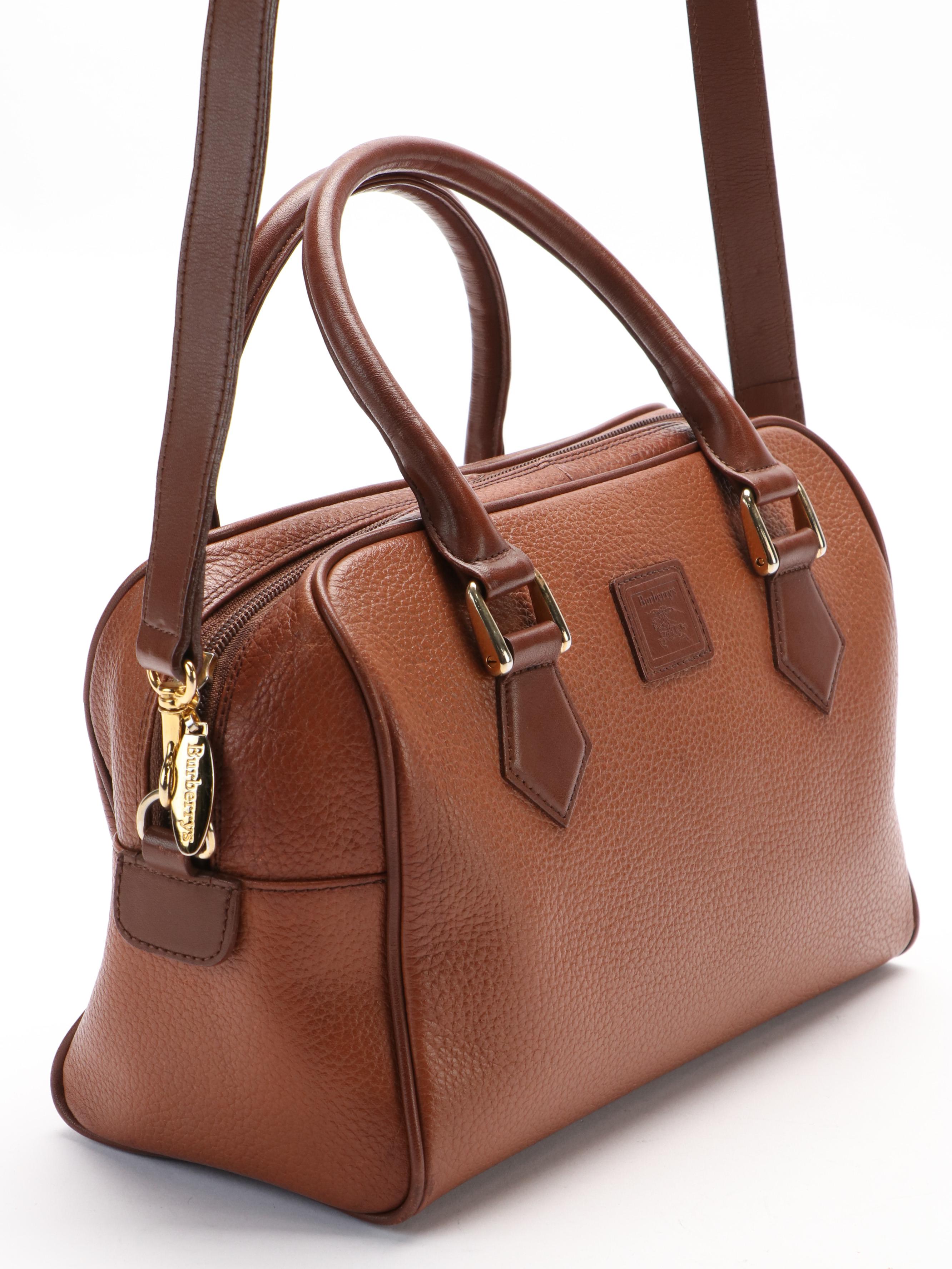 Burberry Boston Bag in Brown Leather