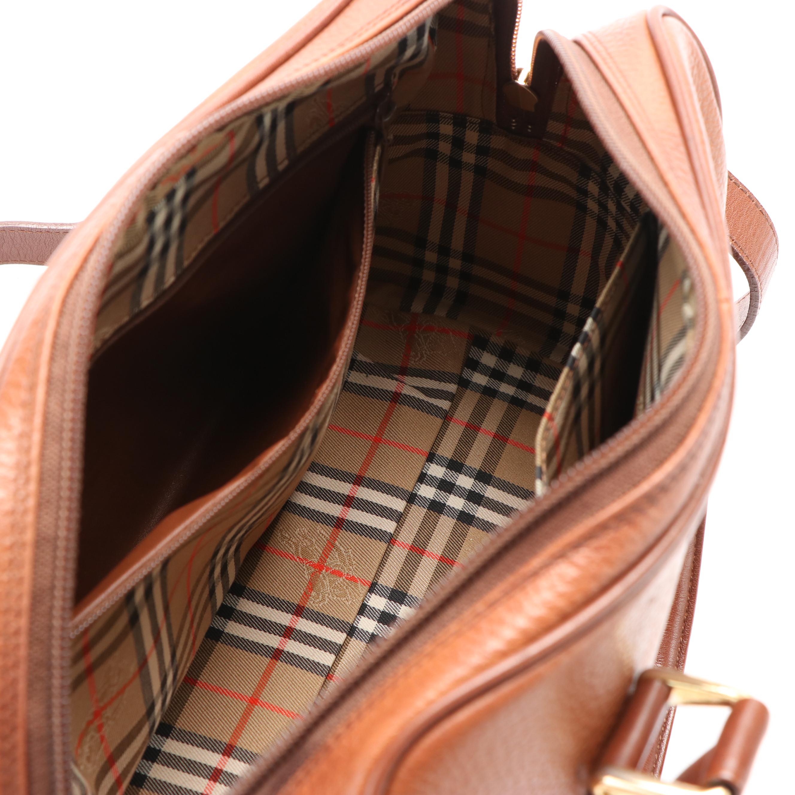 Burberry Boston Bag in Brown Leather