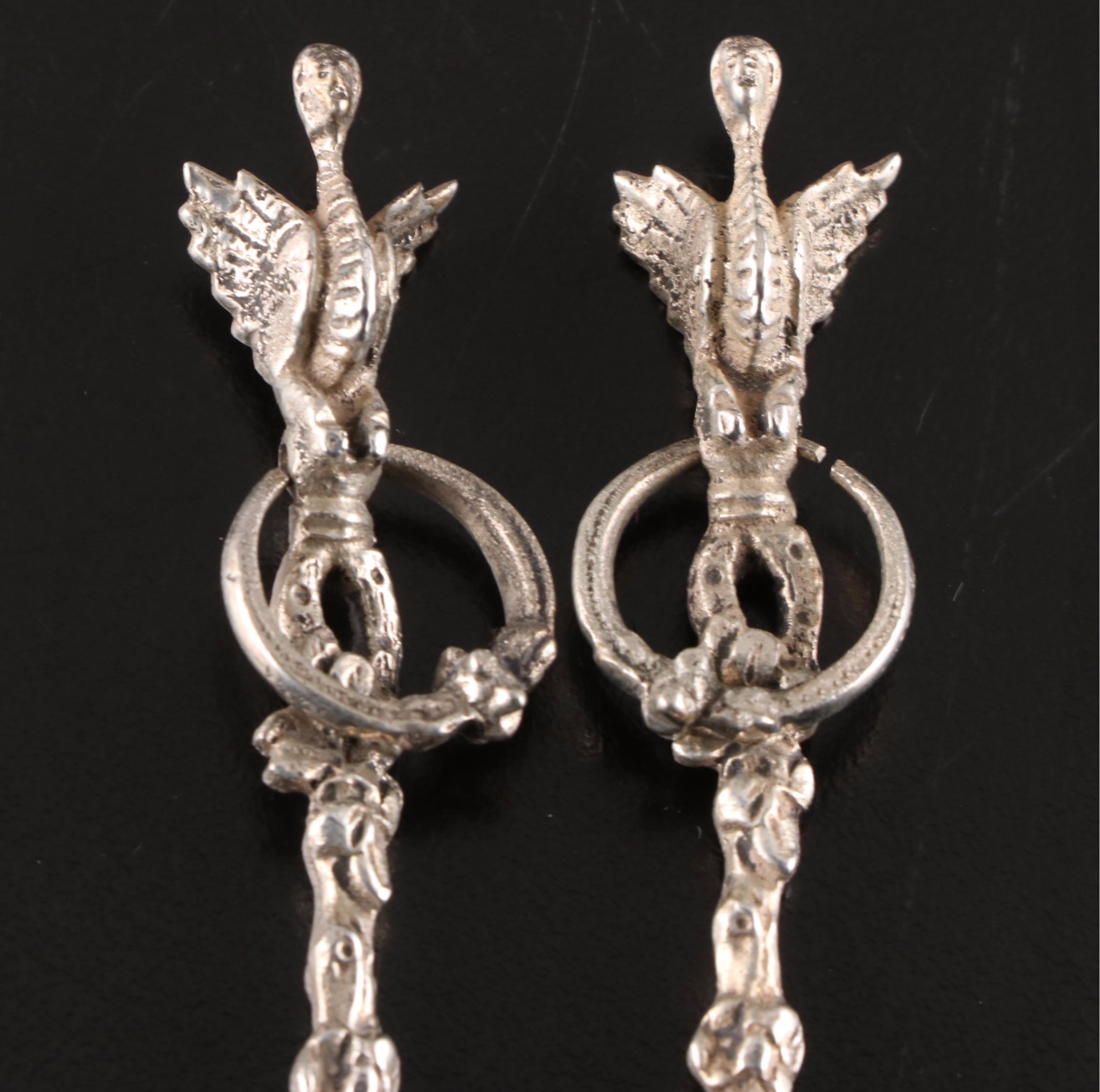 Italian 800 Silver Iced Tea Spoons with Figural Handles