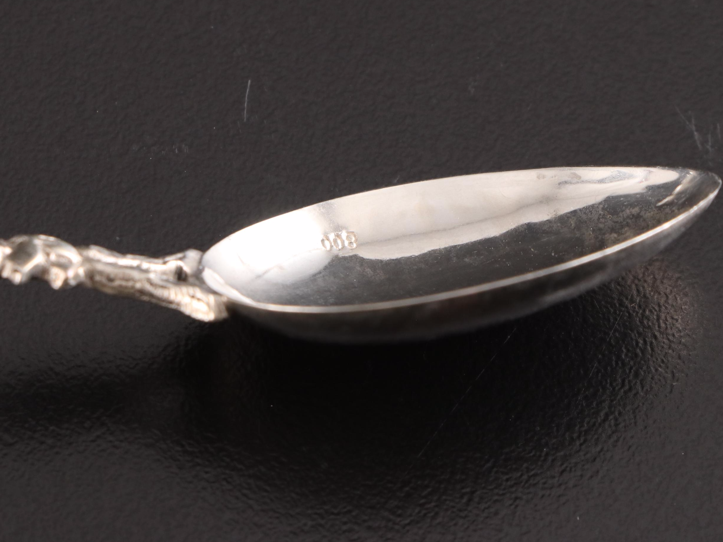 Italian 800 Silver Iced Tea Spoons with Figural Handles