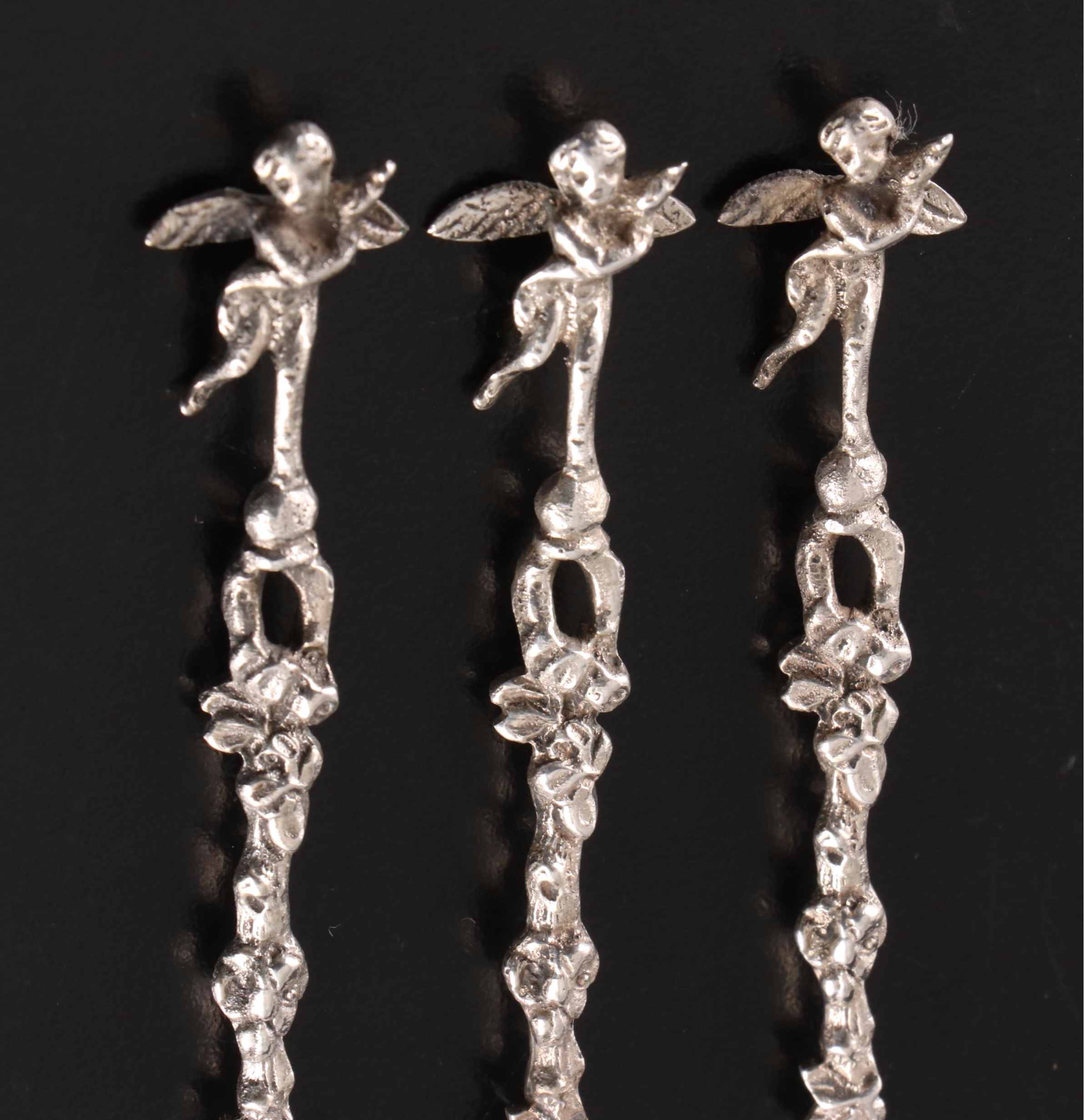 Italian 800 Silver Iced Tea Spoons with Figural Handles