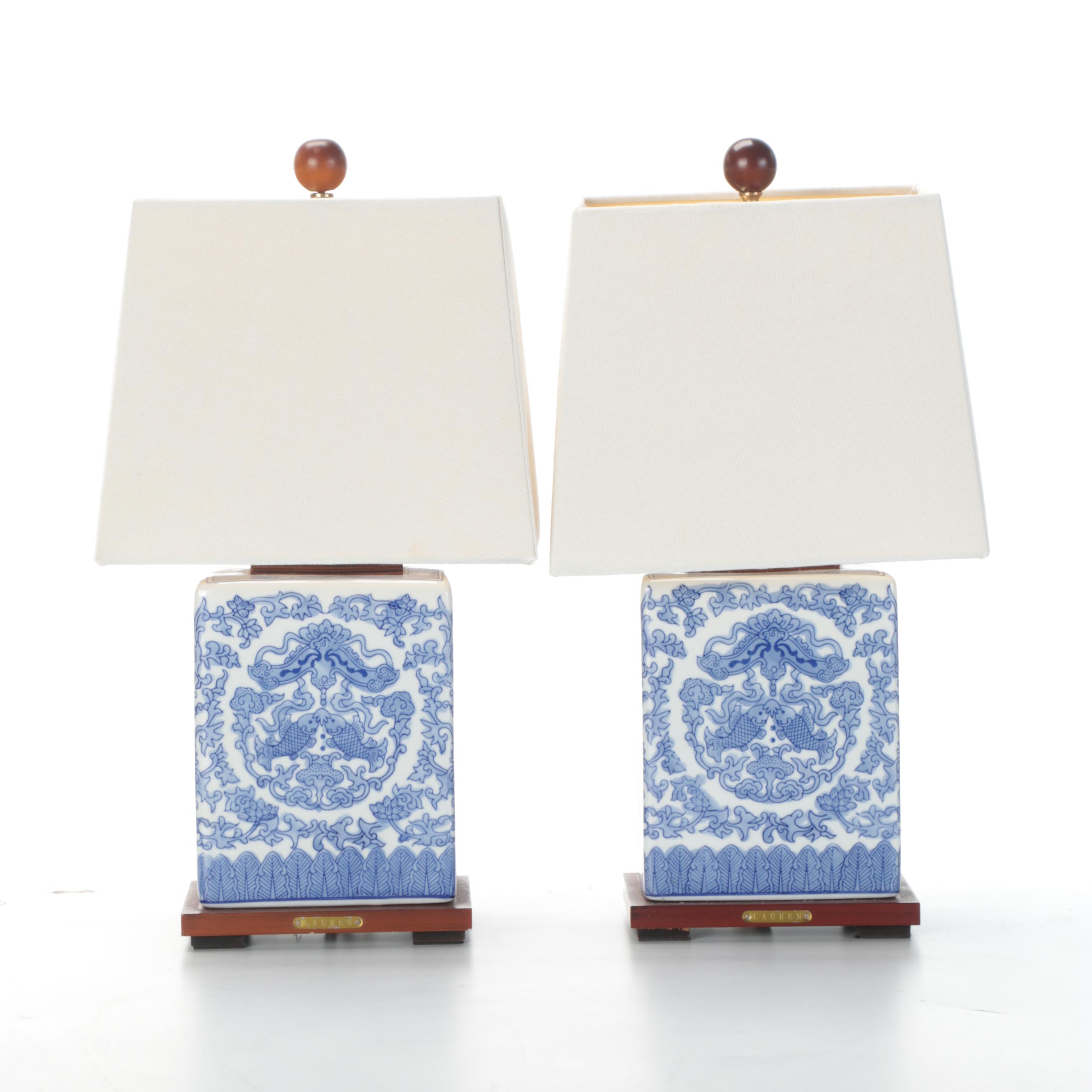 Lauren Home by Ralph Lauren Blue and White Porcelain Table Lamps, 2014